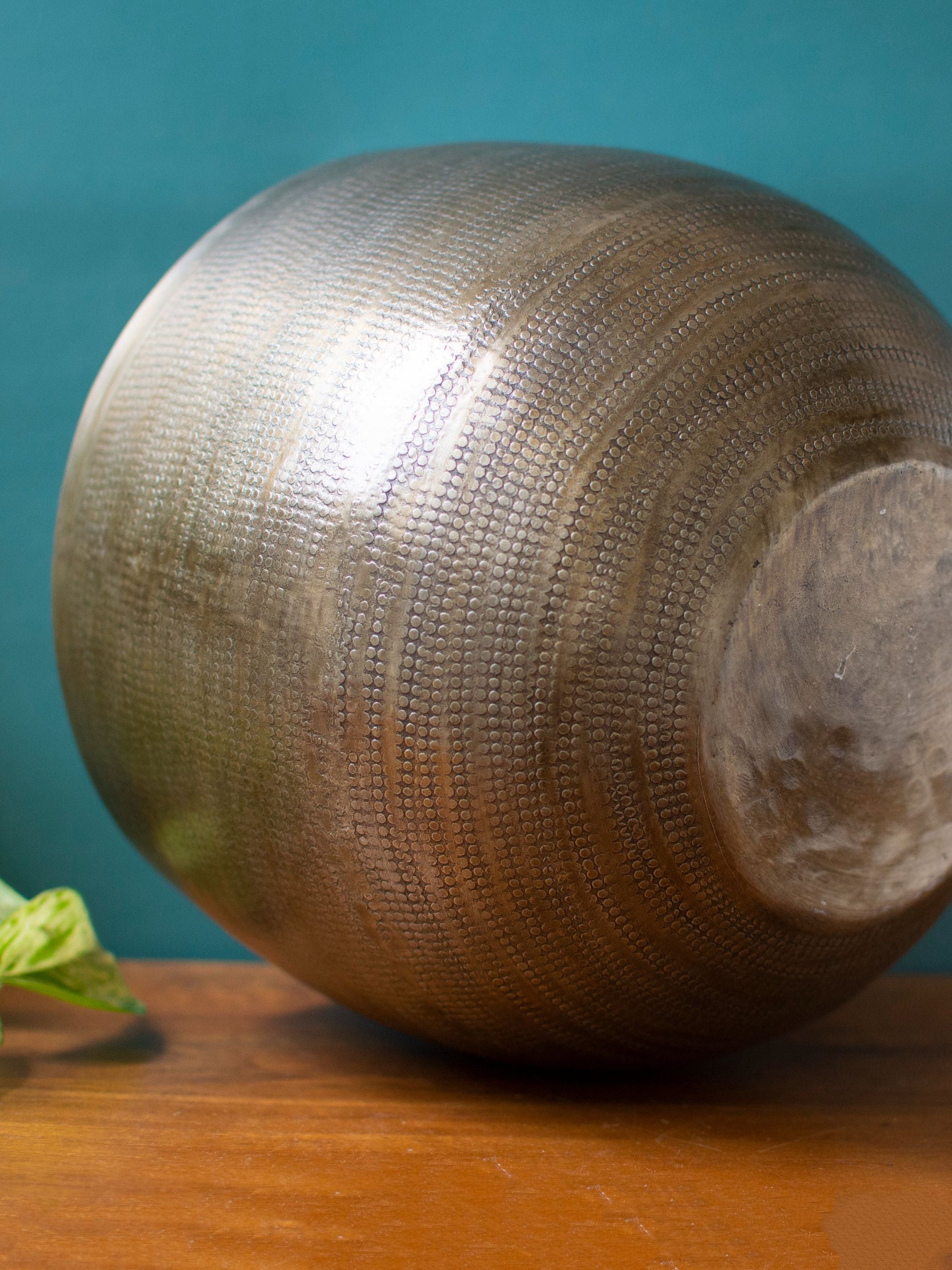 Antique Bronze toned Round Vintage Handcrafted Planter Set of 2