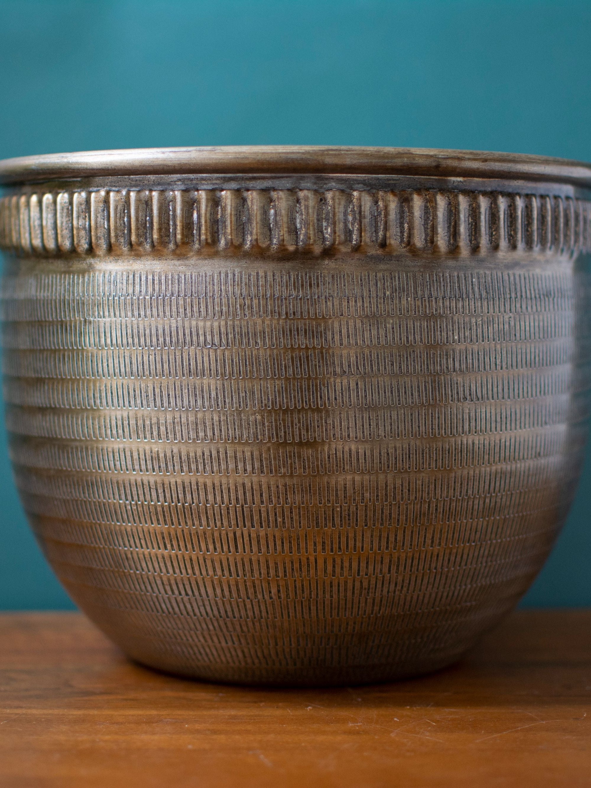 Antique Bronze toned Vintage Handcrafted Tabletop Planter