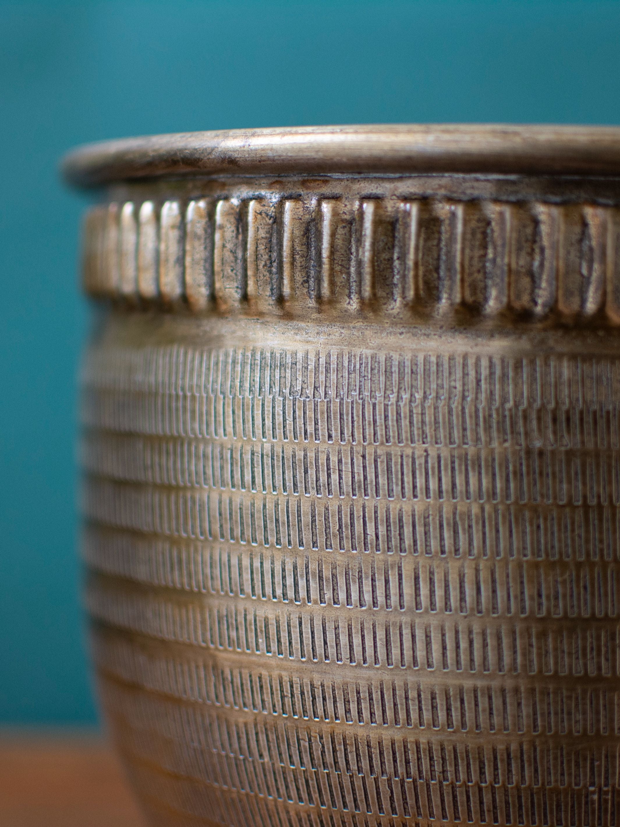 Antique Bronze toned Vintage Handcrafted Tabletop Planter