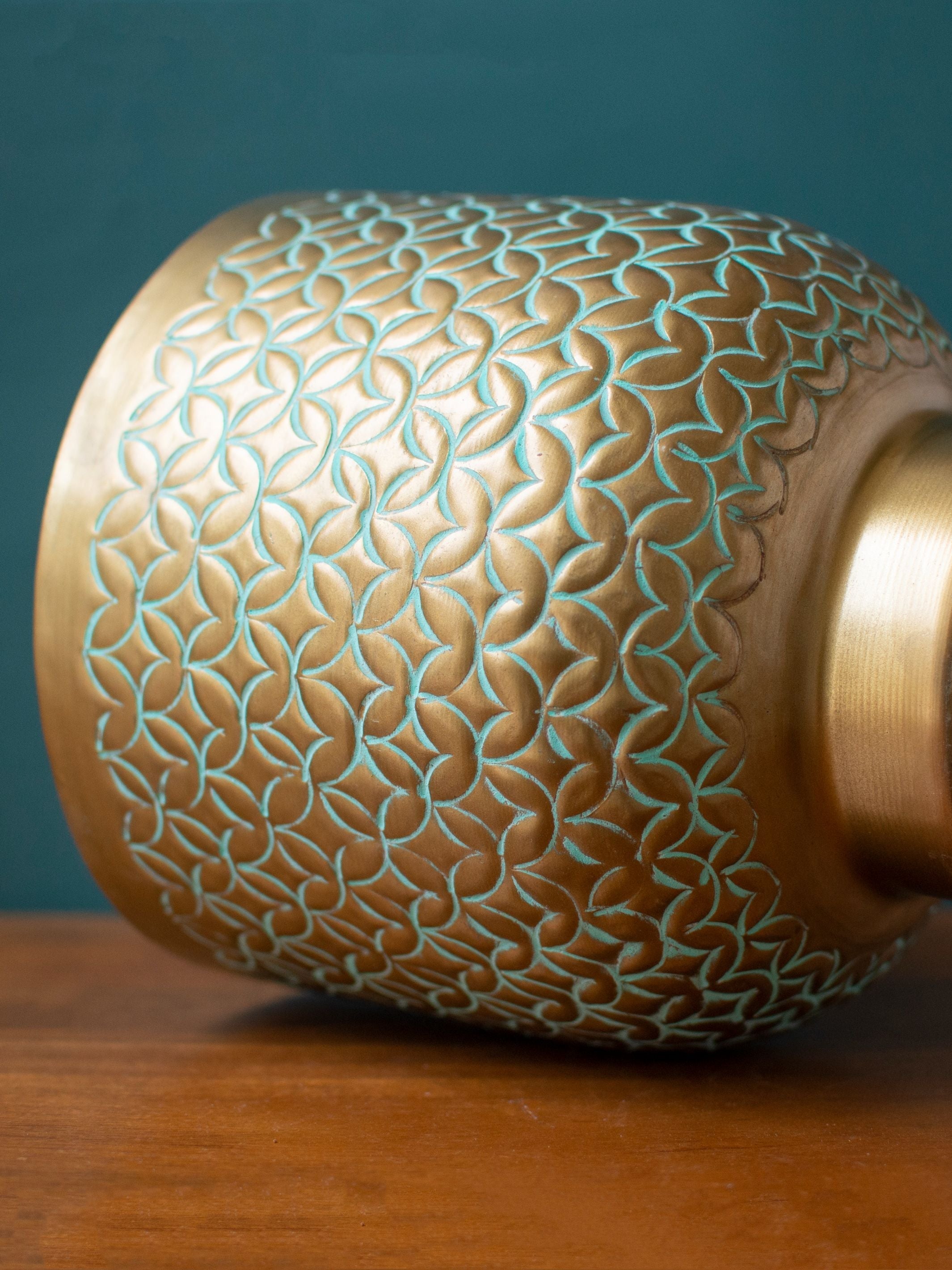 Antique Gold Vintage Handcrafted Engraved Planter