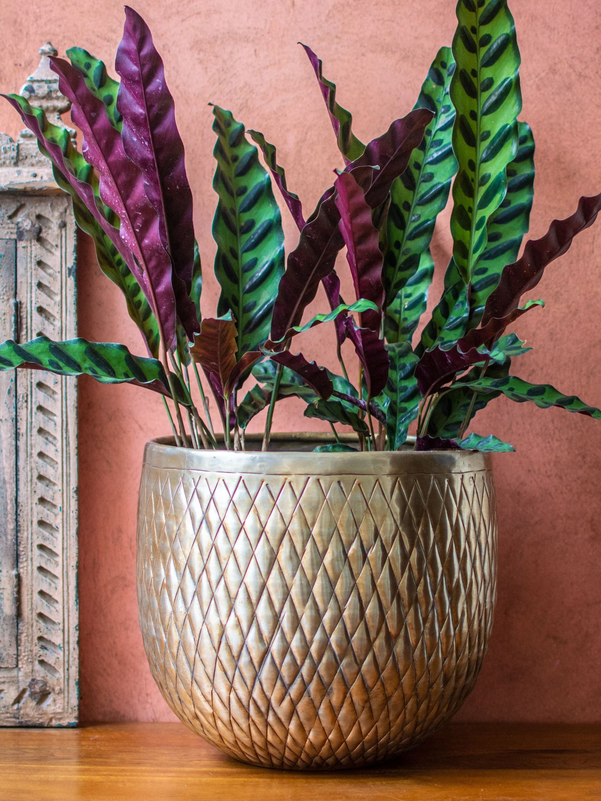 Antique Silver toned Vintage Handcrafted Planter Medium