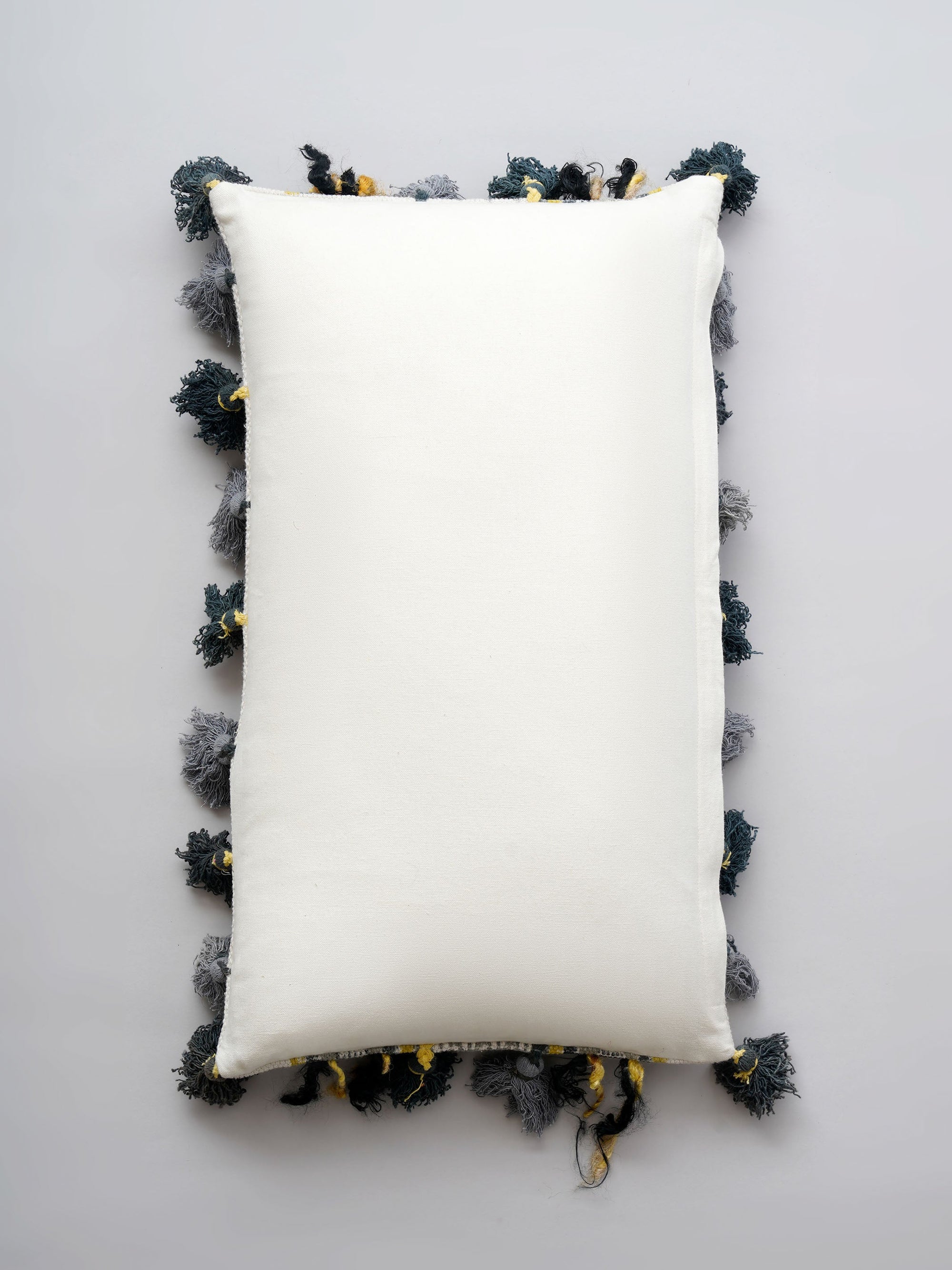 Cushion Cover - Argyle Block Print Woven Tassel