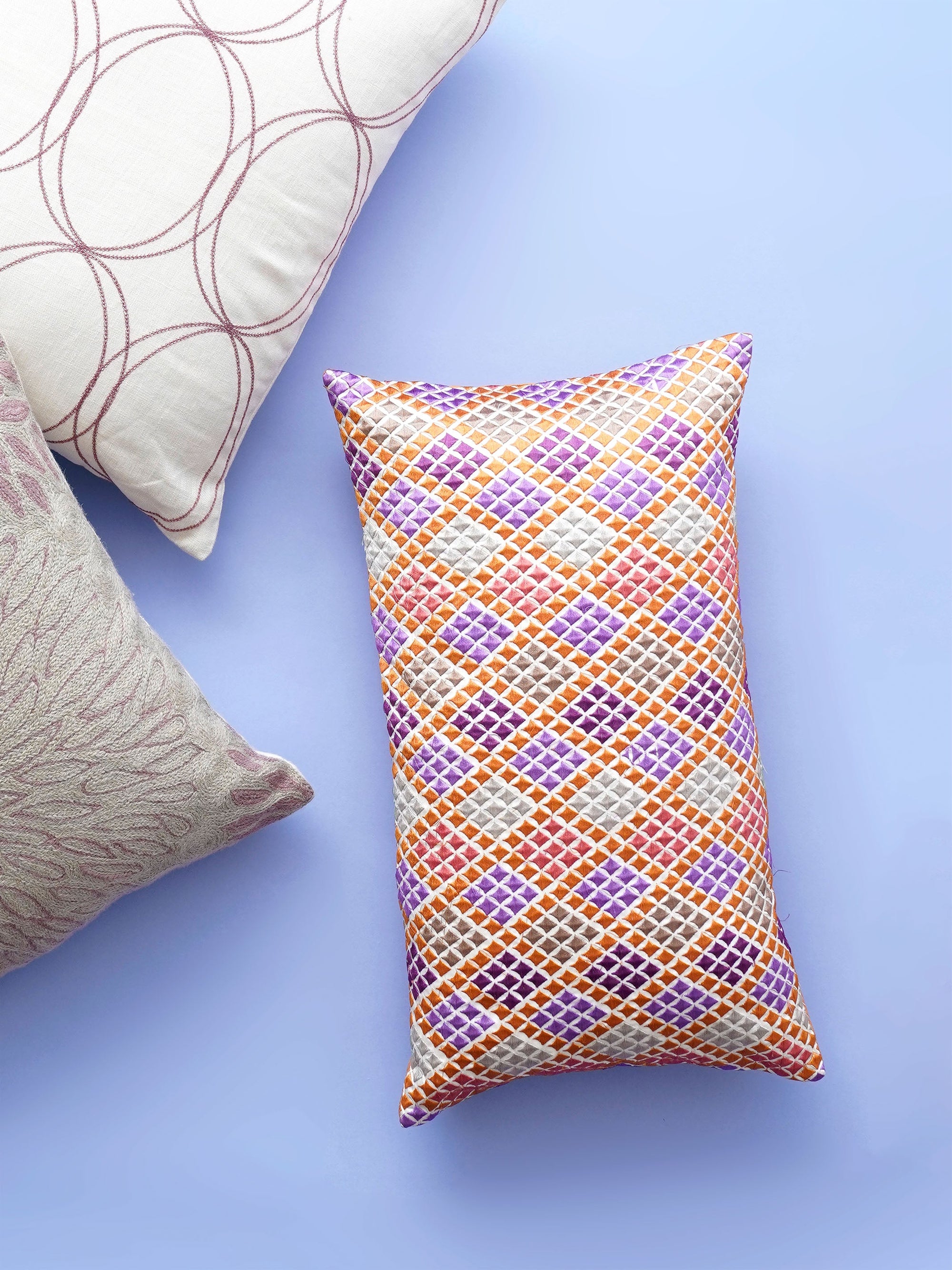 Cushion Cover - Argyle Embroidered