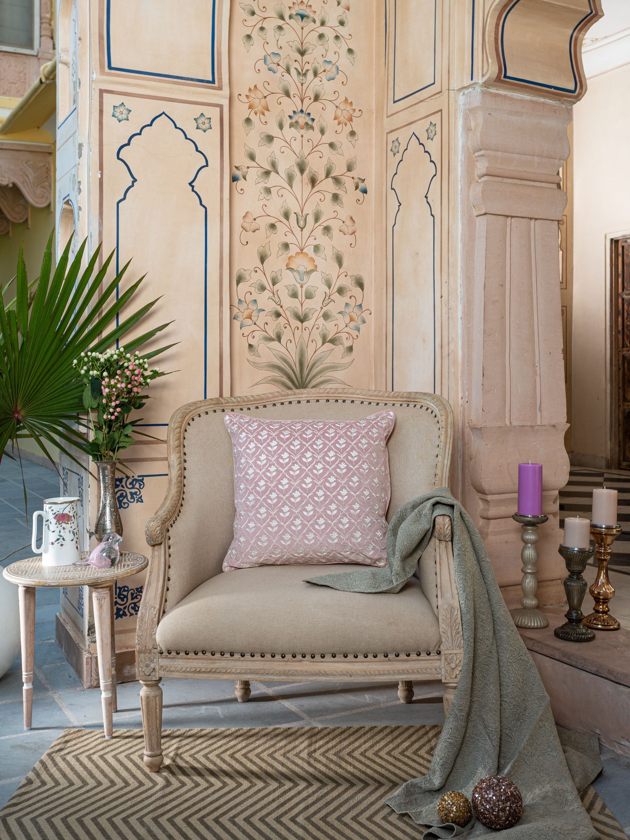 Cushion Cover - Baadam Butta Pink