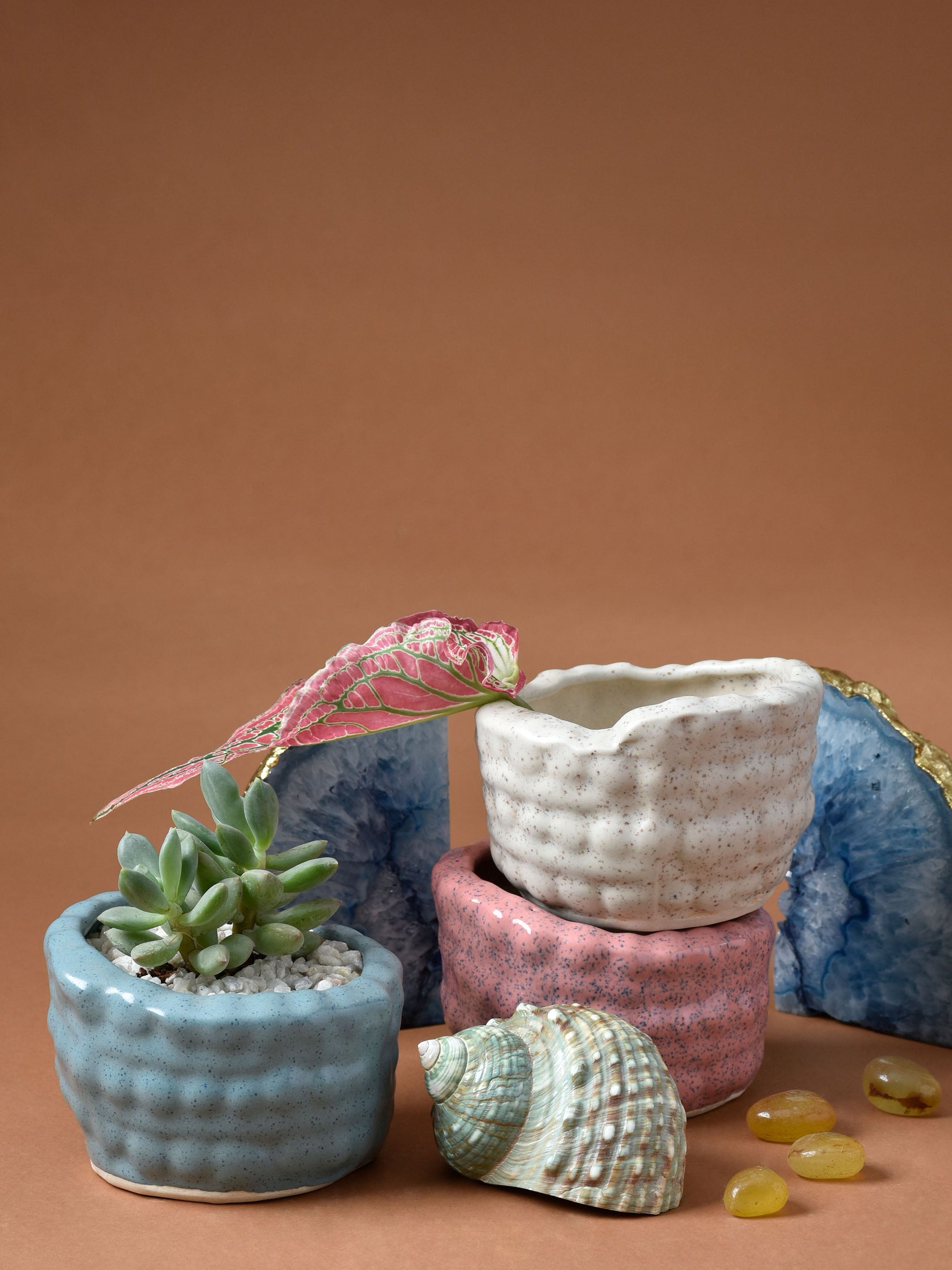 Beaded Angled Ceramic Planter