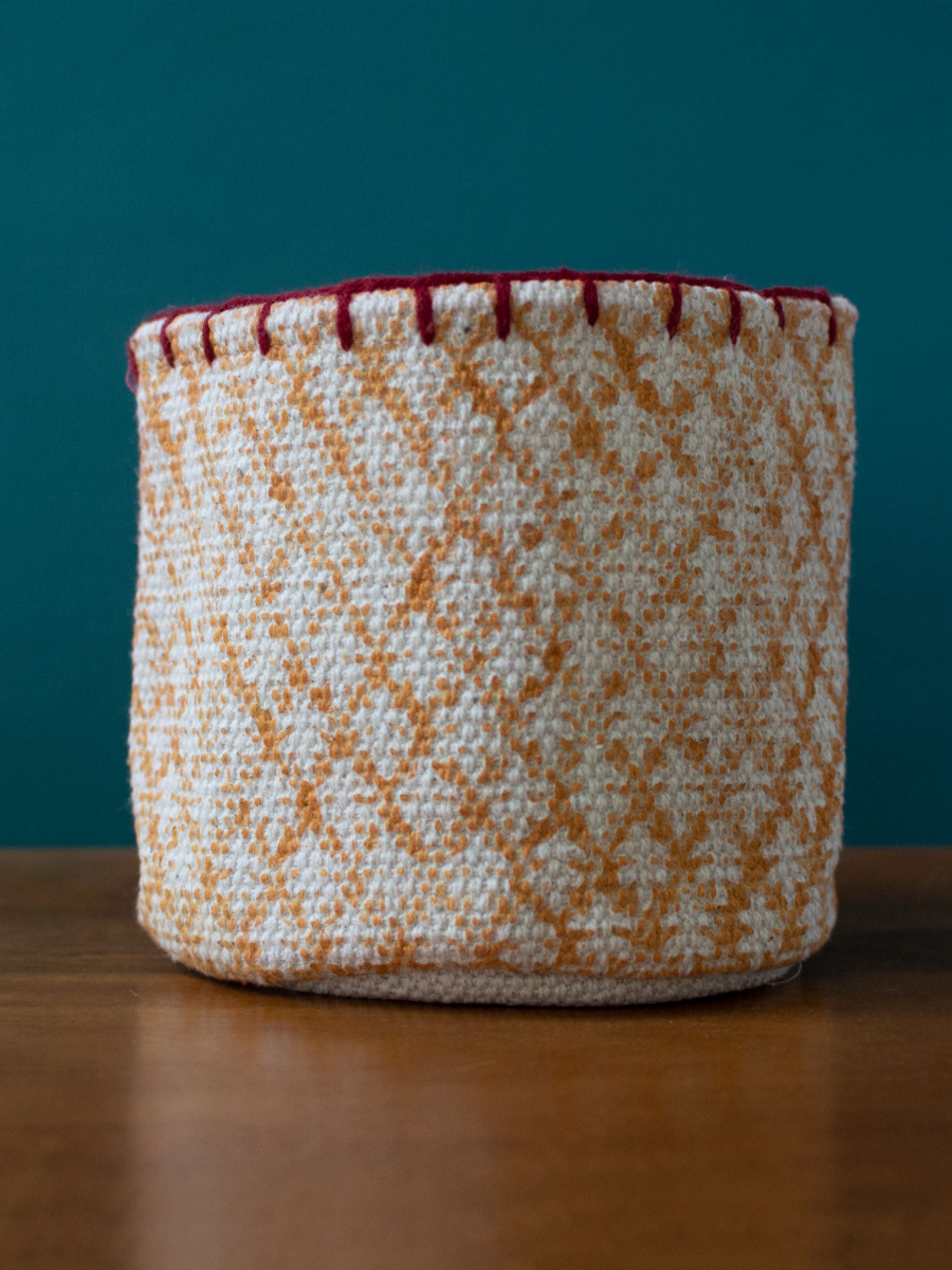 Block Printed Durrie Storage Basket Small