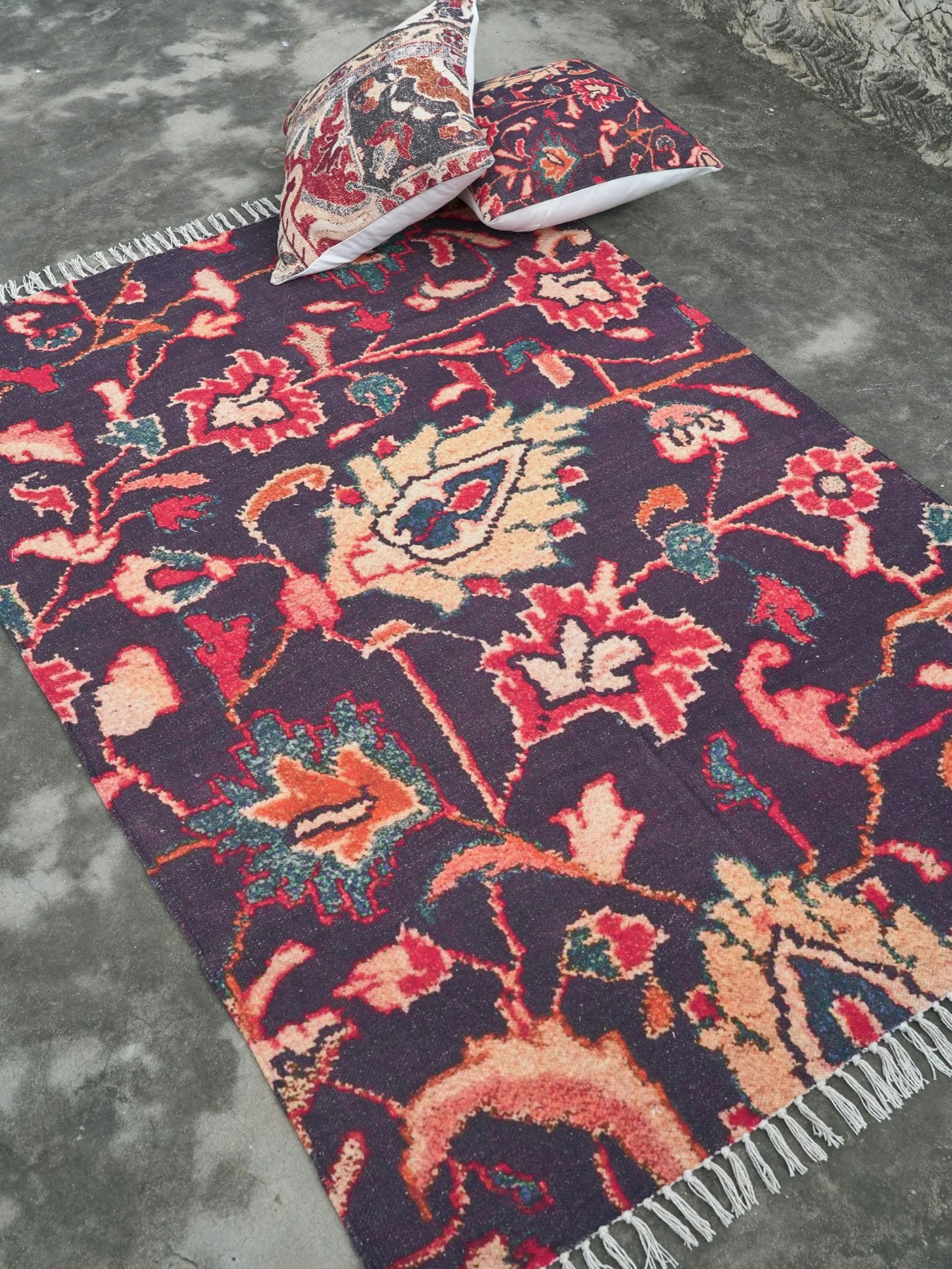 Bluemen Cotton Printed Cotton Rug