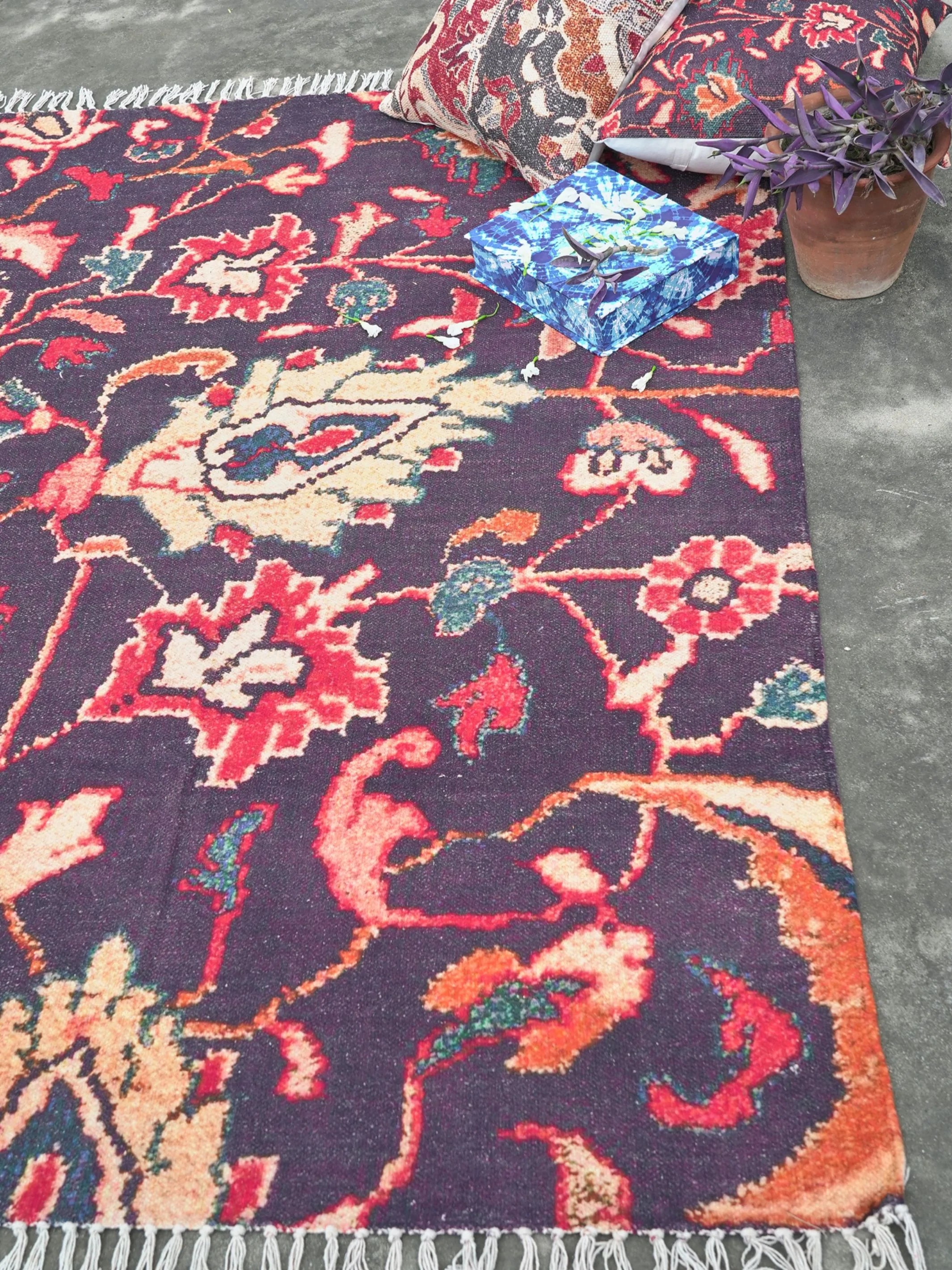 Bluemen Cotton Printed Cotton Rug