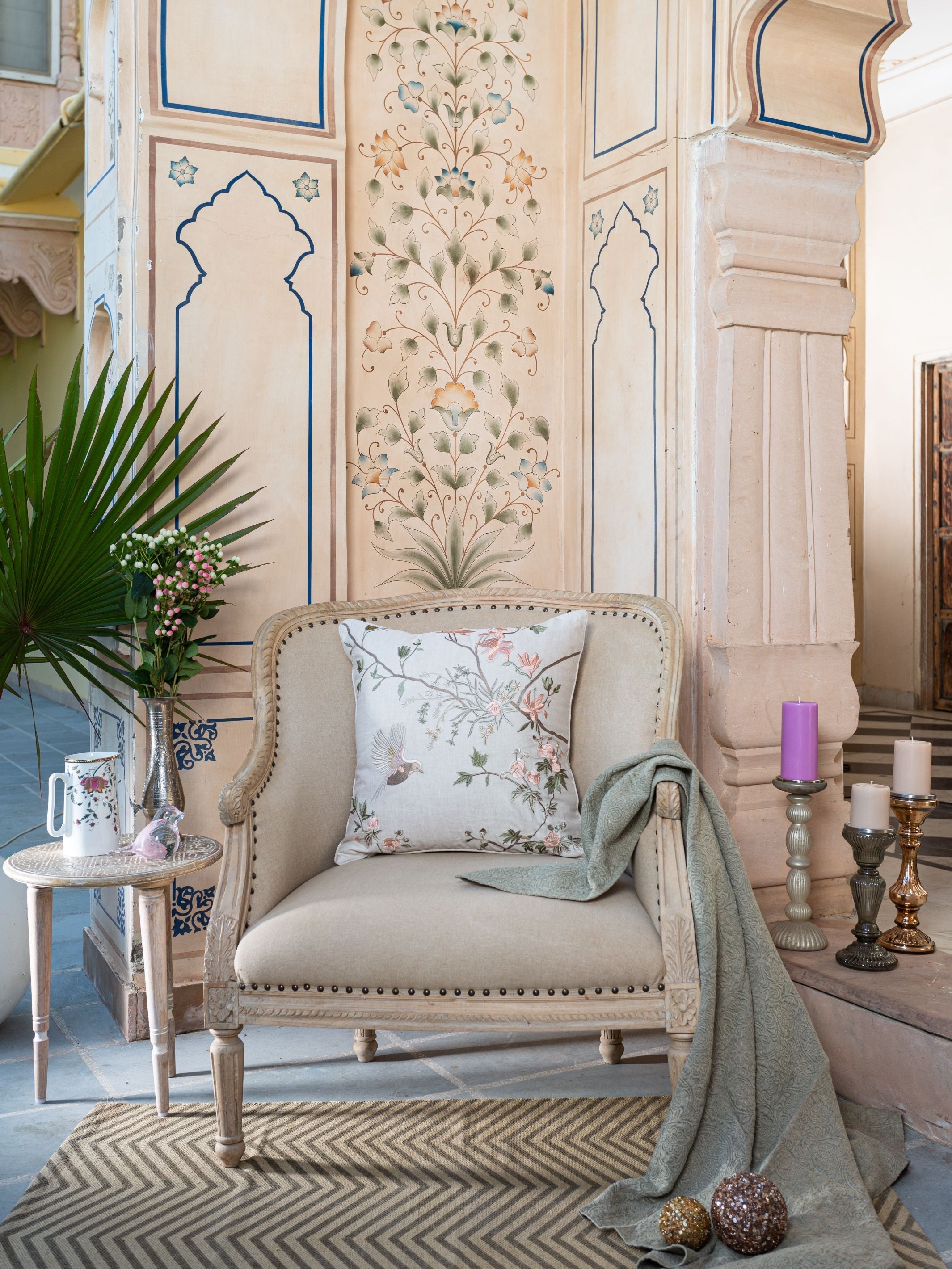 Cushion Cover - Bulbul Dali Ivory