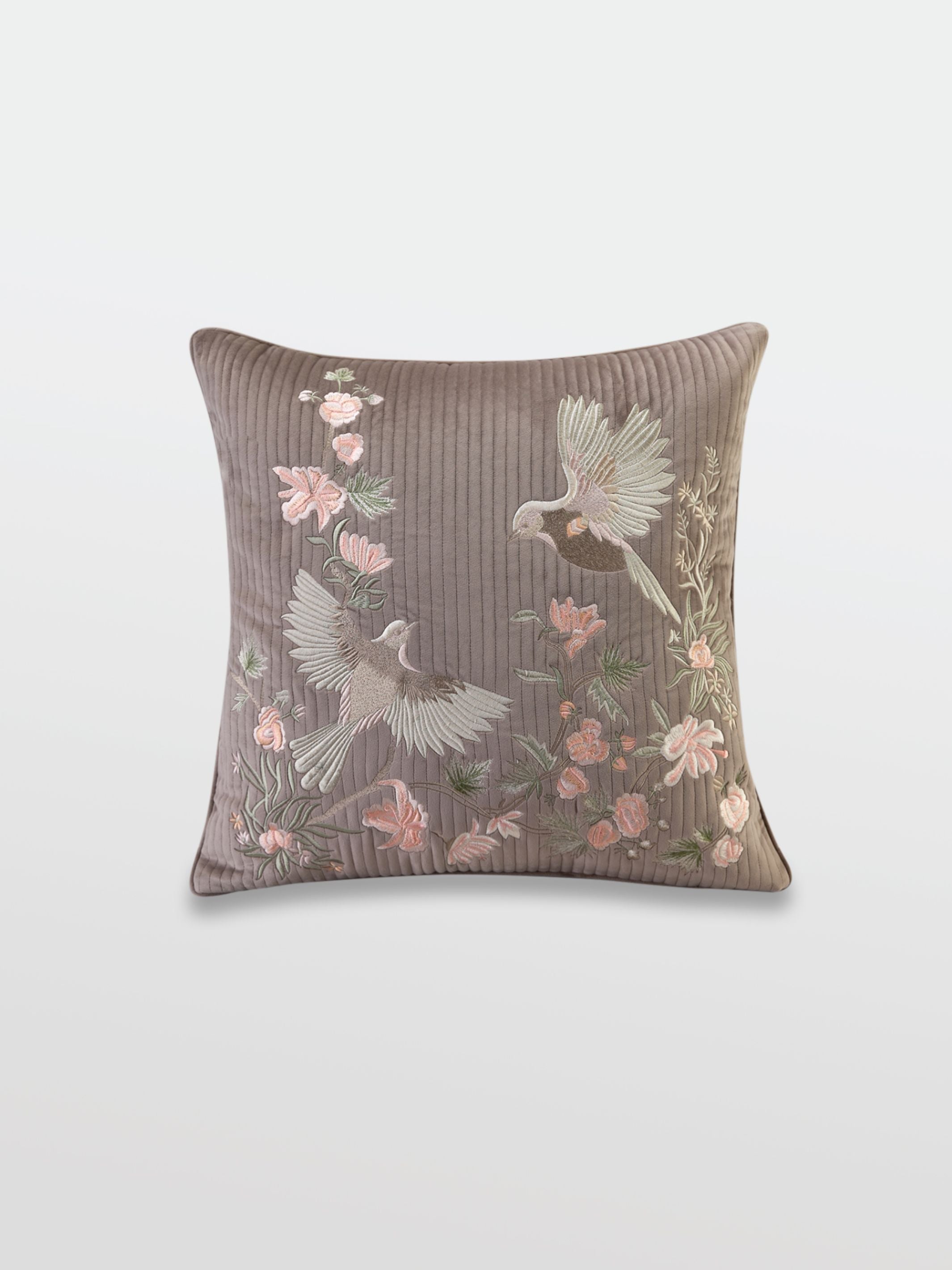 Cushion Cover - Bulbul Latte Quilted Embroidered