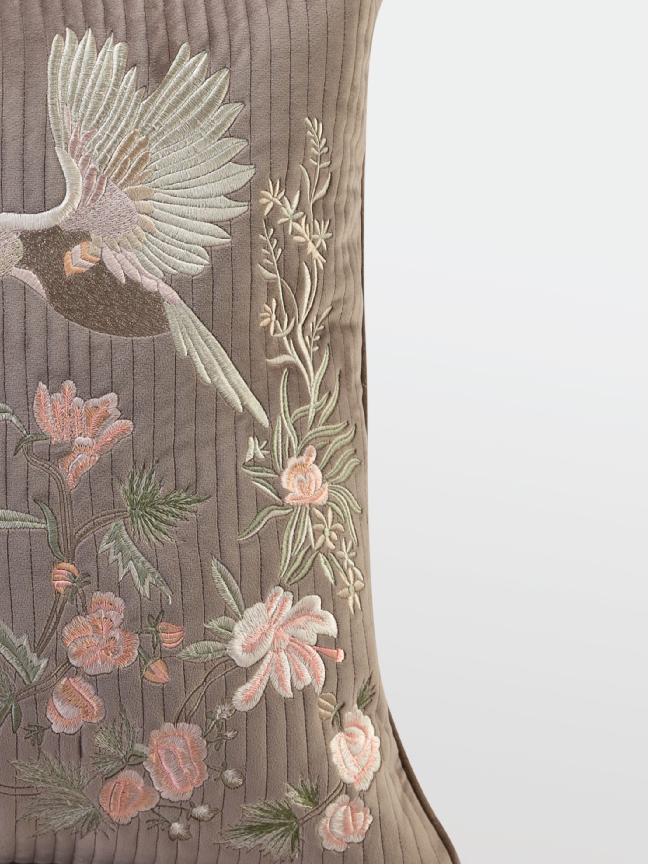 Cushion Cover - Bulbul Latte Quilted Embroidered