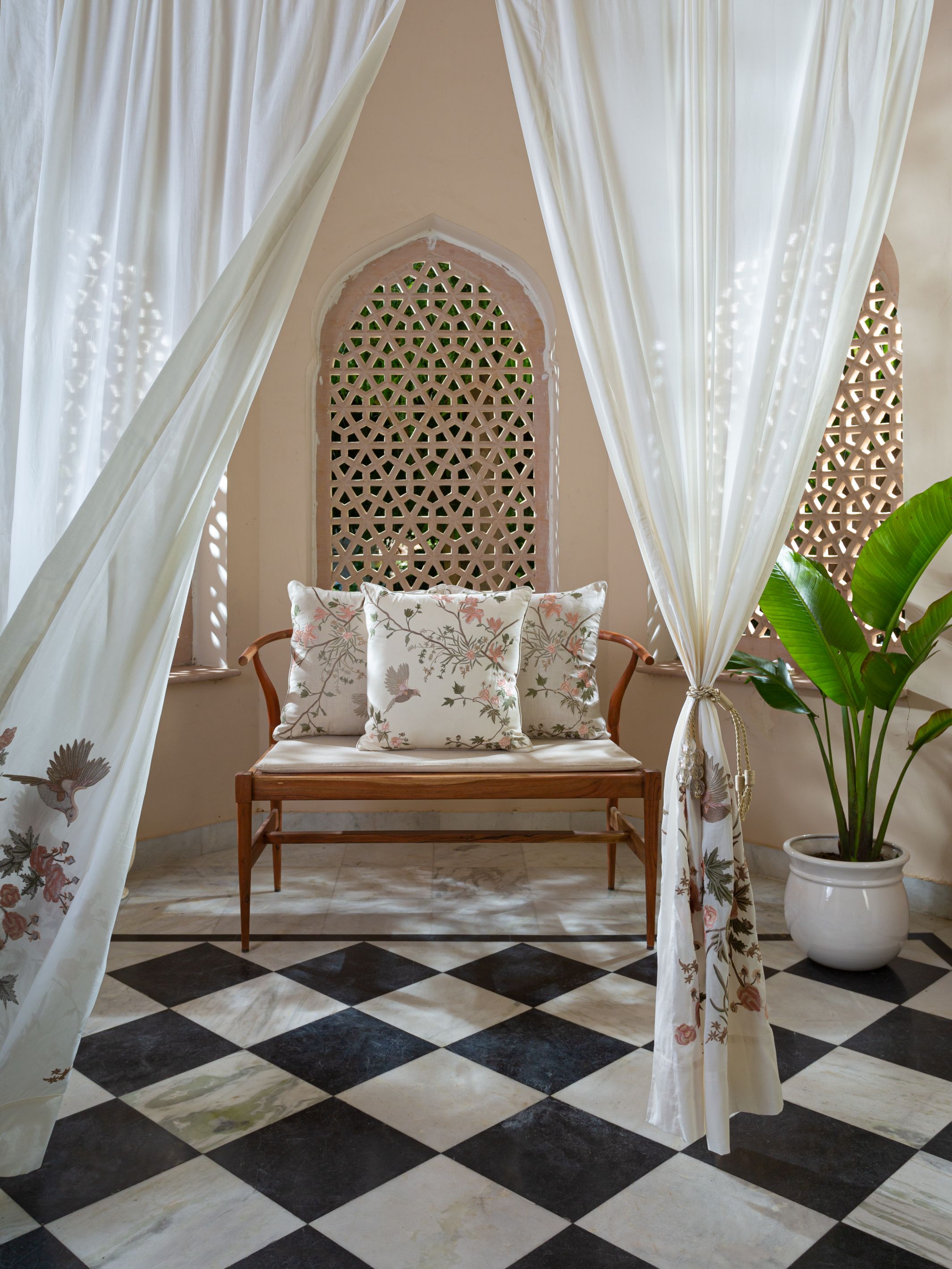 Cushion Cover - Bulbul White Quilted Embroidered