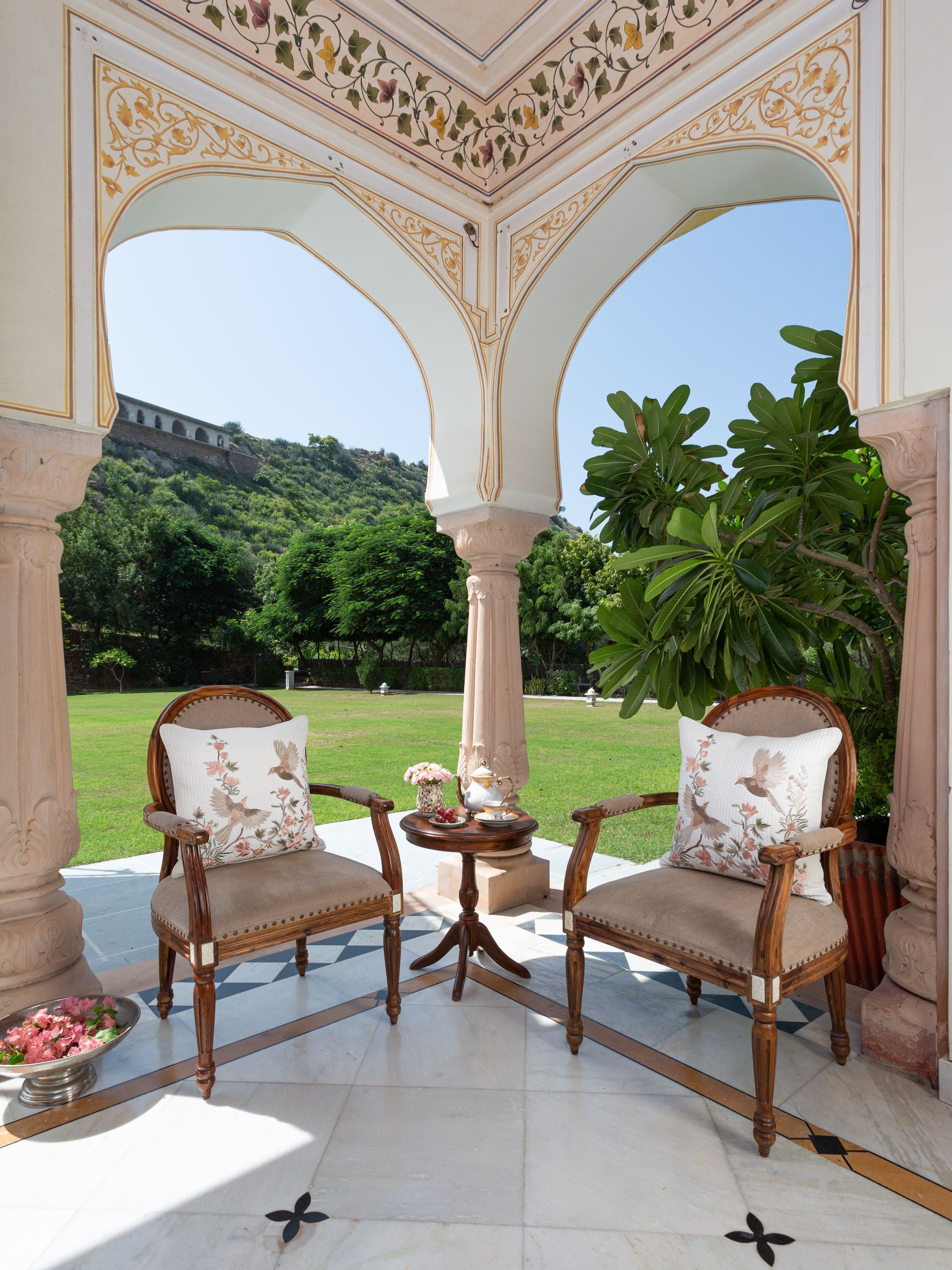 Cushion Cover - Bulbul White Quilted Embroidered