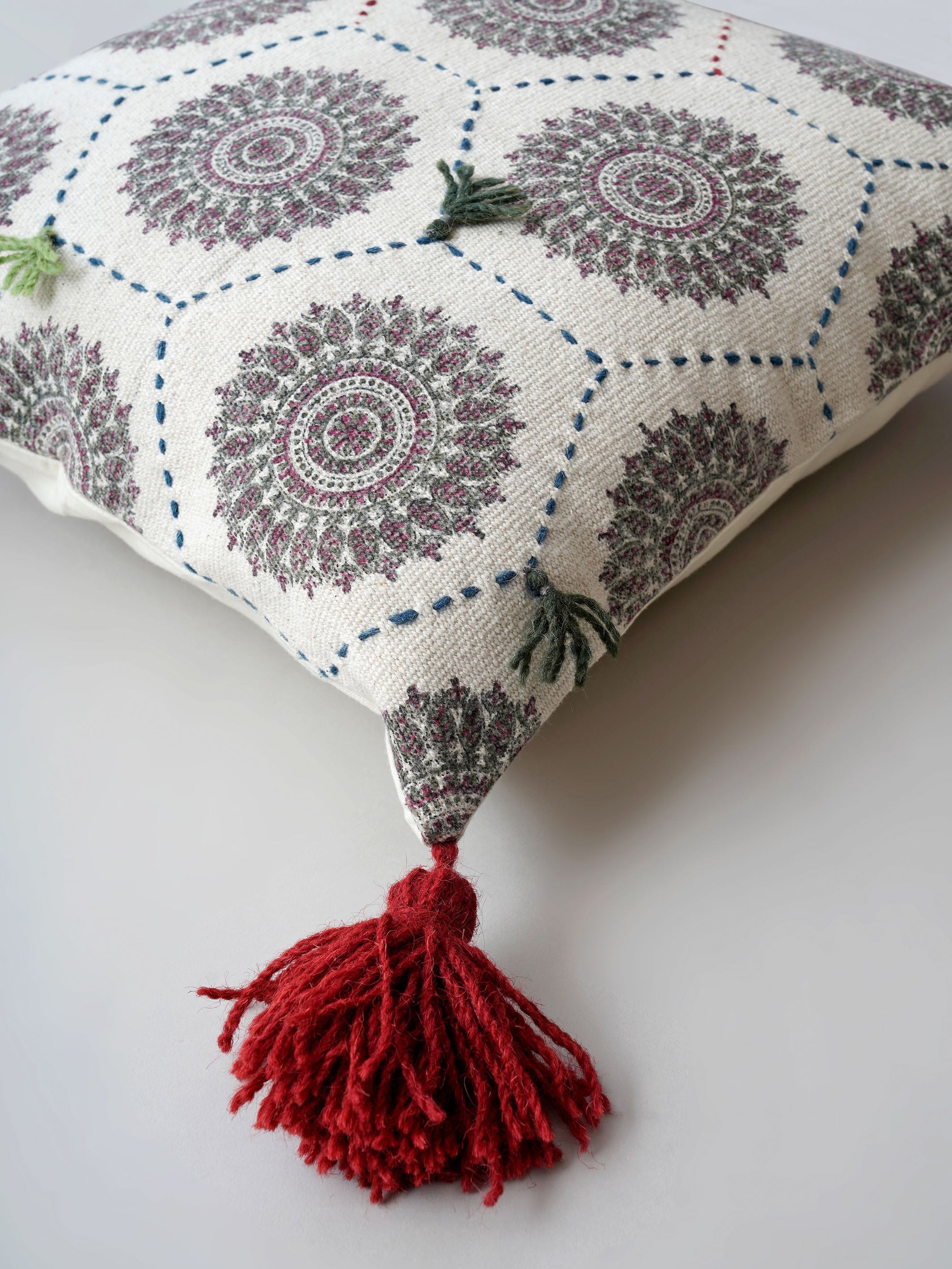 Cushion Cover - Burgundy Block Print