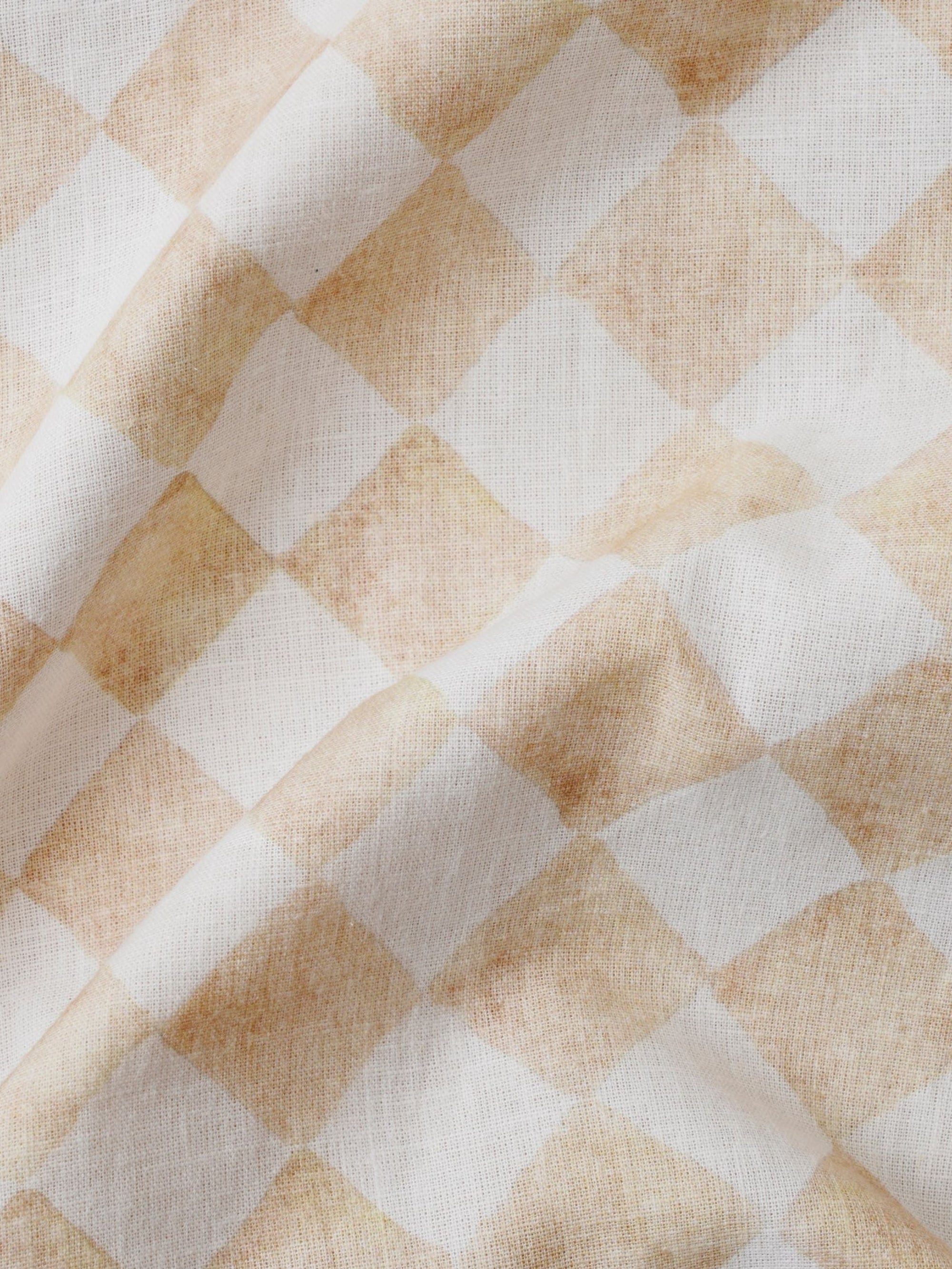Linen Bedspread - Checker Beige