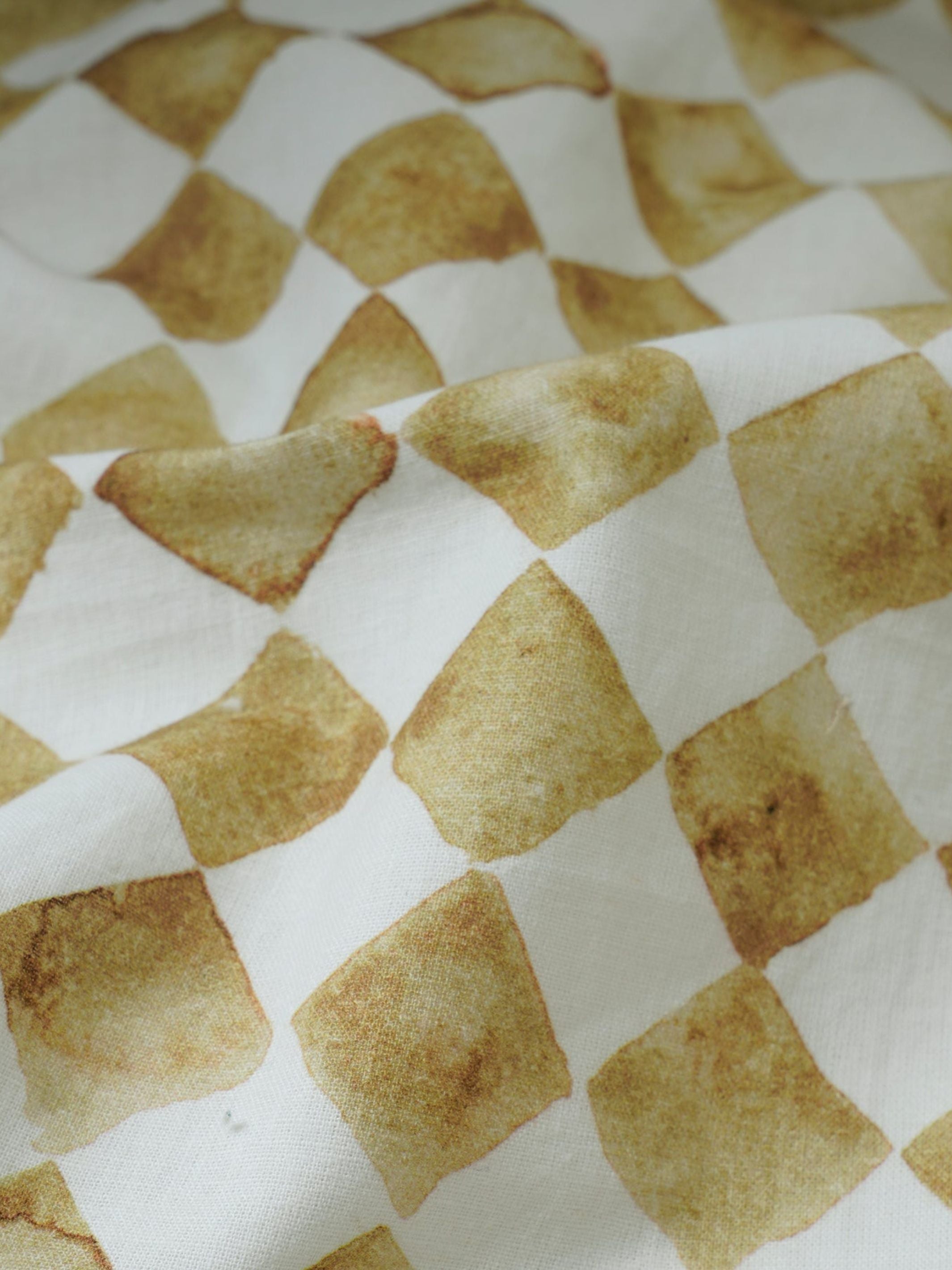 Linen Bedspread - Checker Ochre