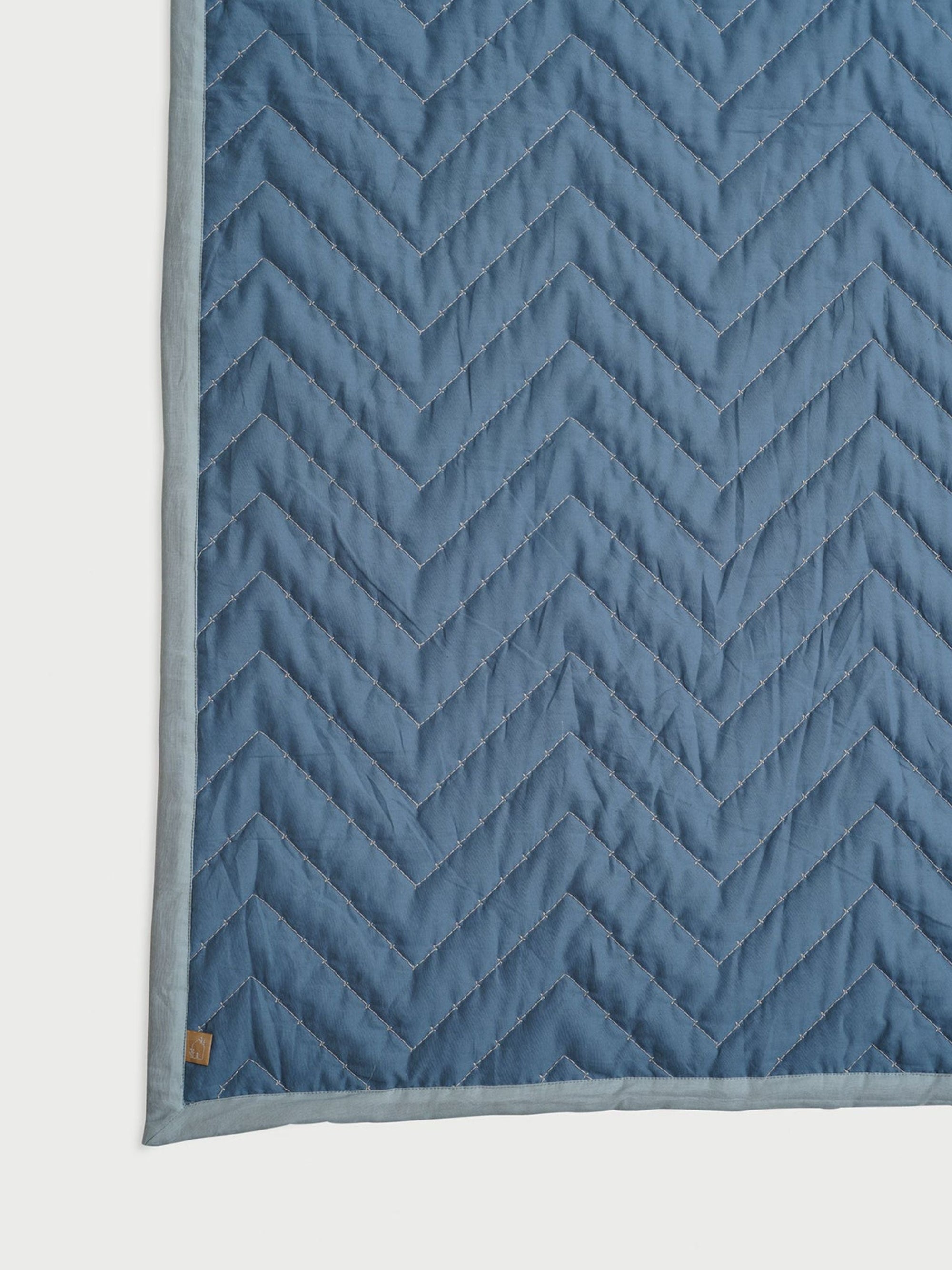 Quilted Bedding Set - Chevron Blue