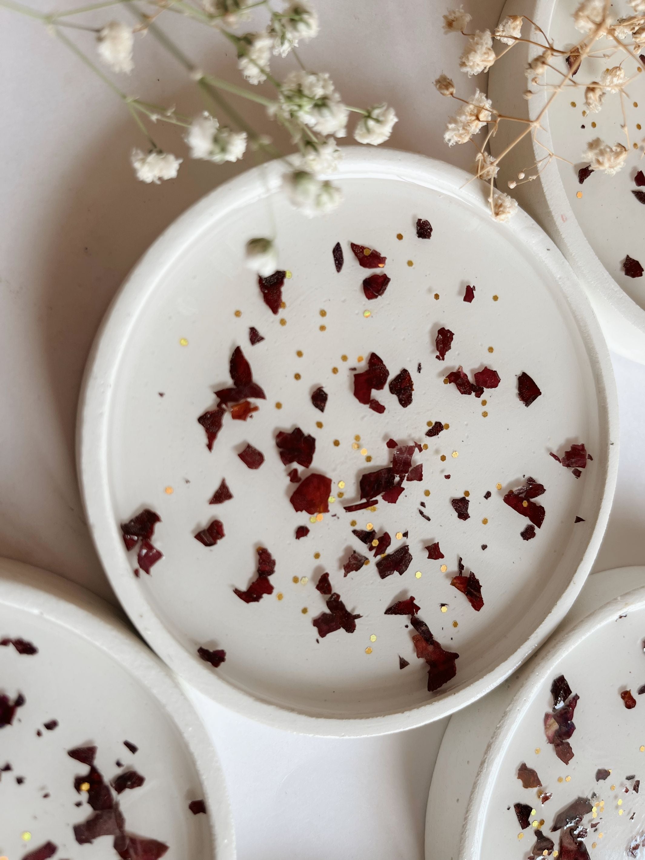 Concrete Resin Petals  Coasters