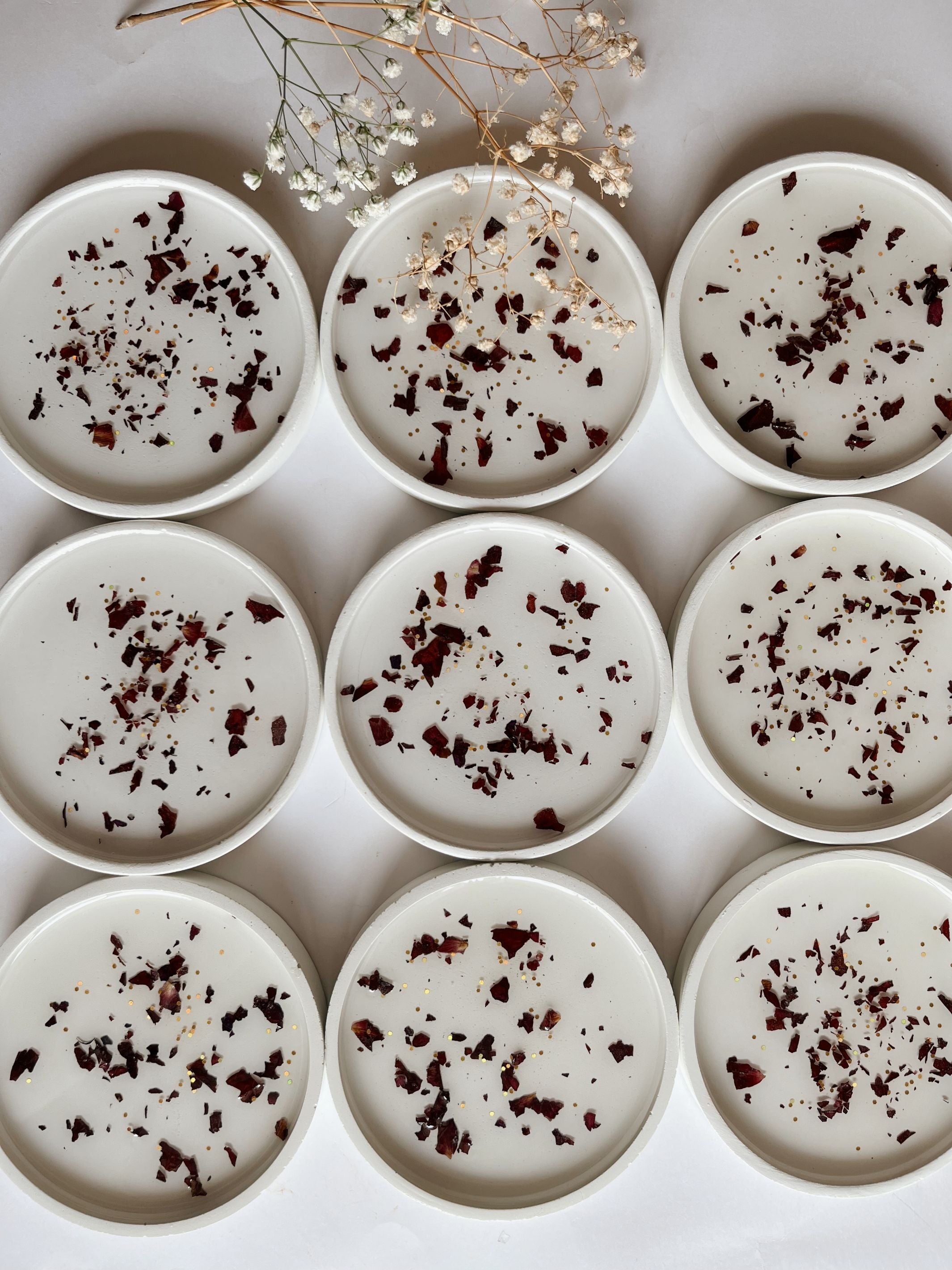 Concrete Resin Petals  Coasters