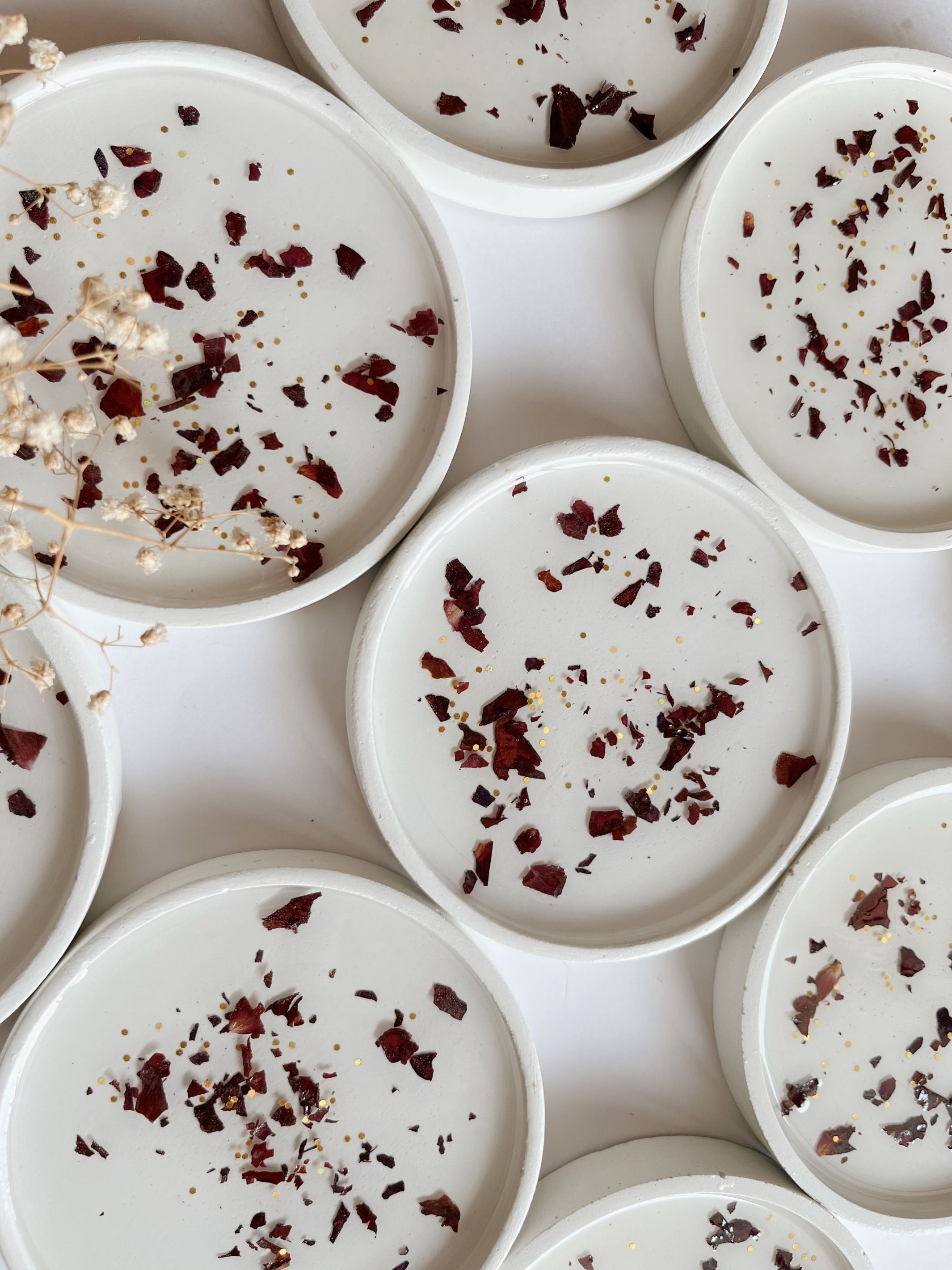 Concrete Resin Petals  Coasters