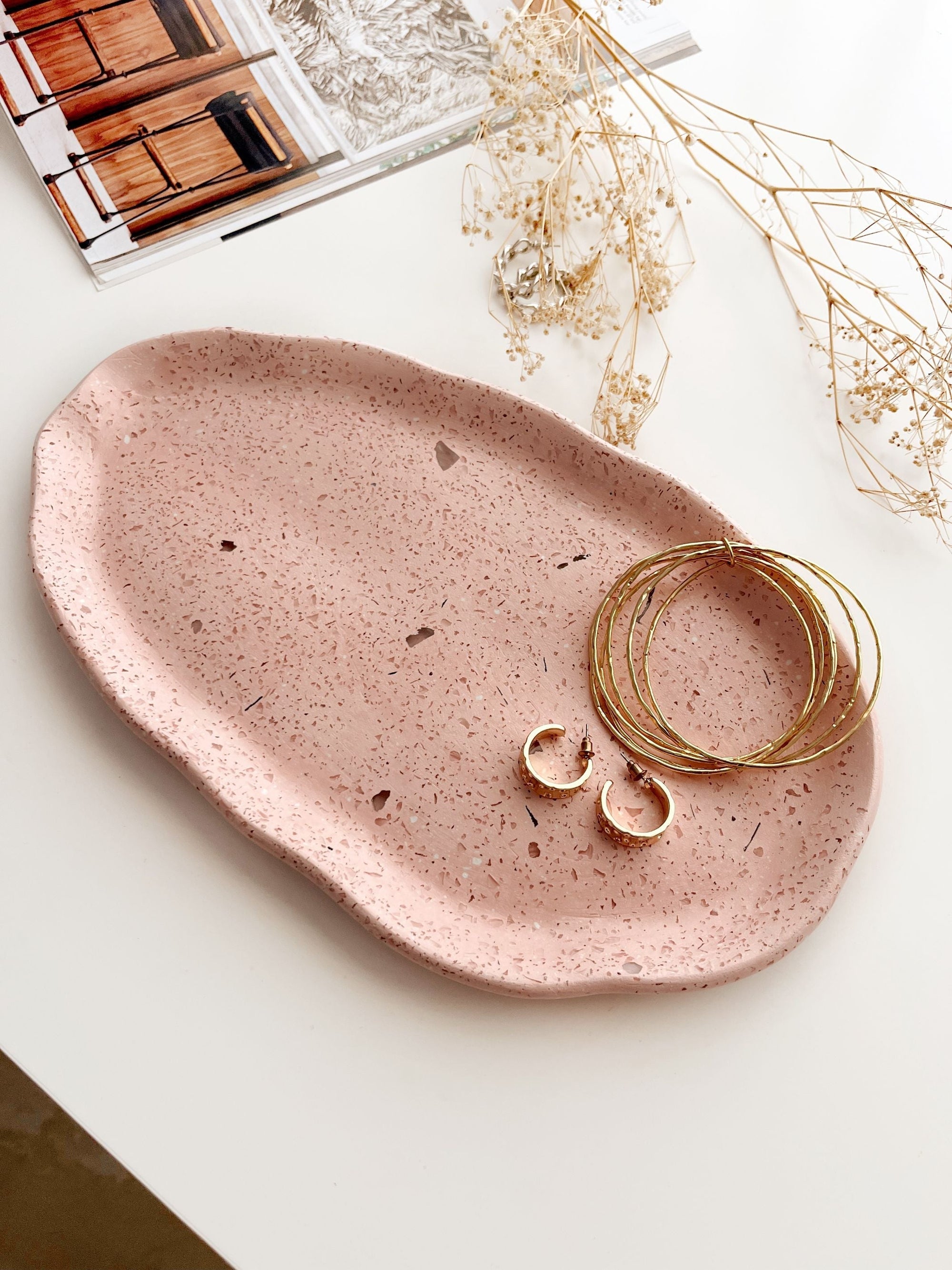 Concrete Irregular Oval Tray - Terrazzo
