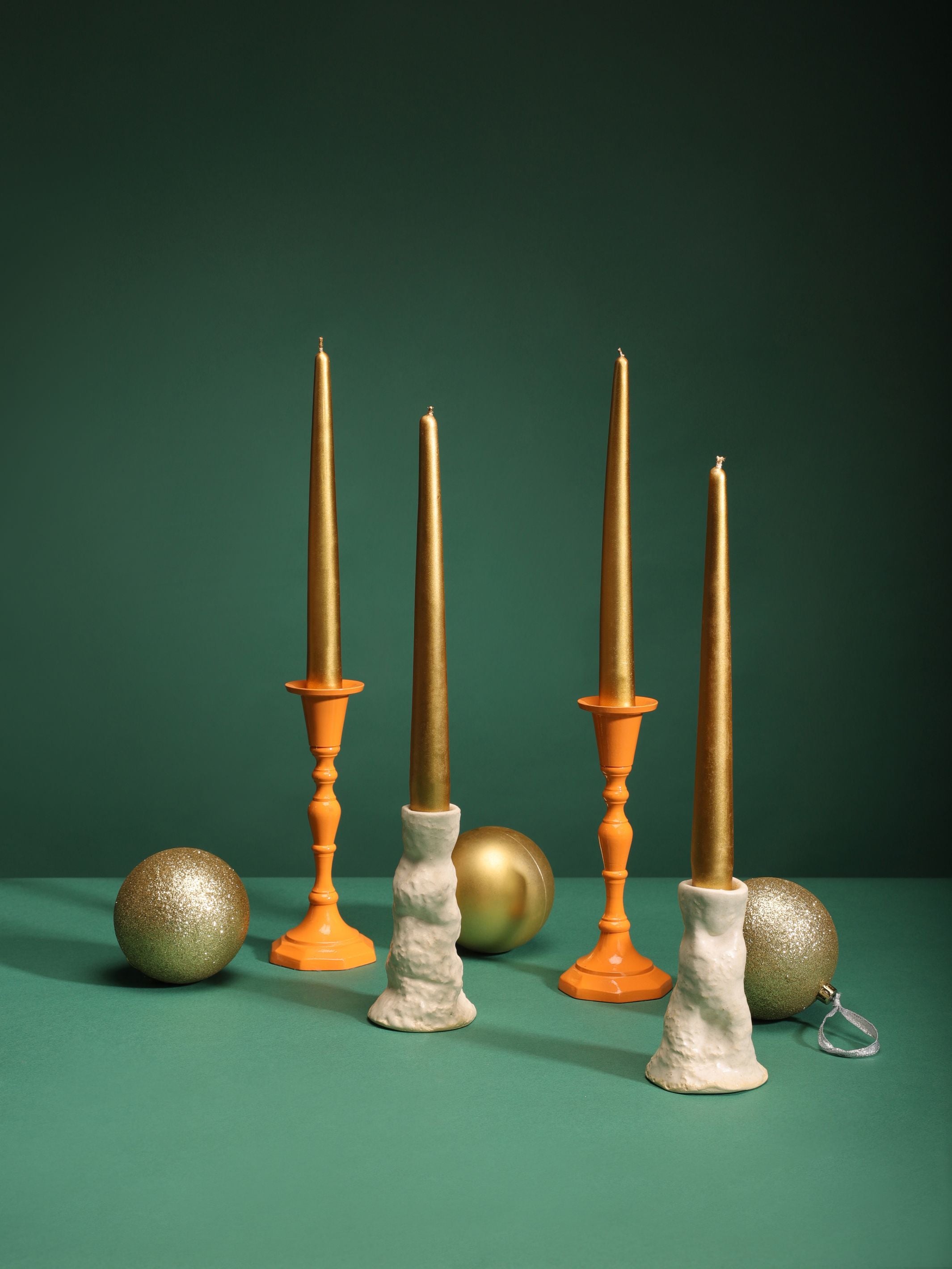 Orange Tapered Candle Stand