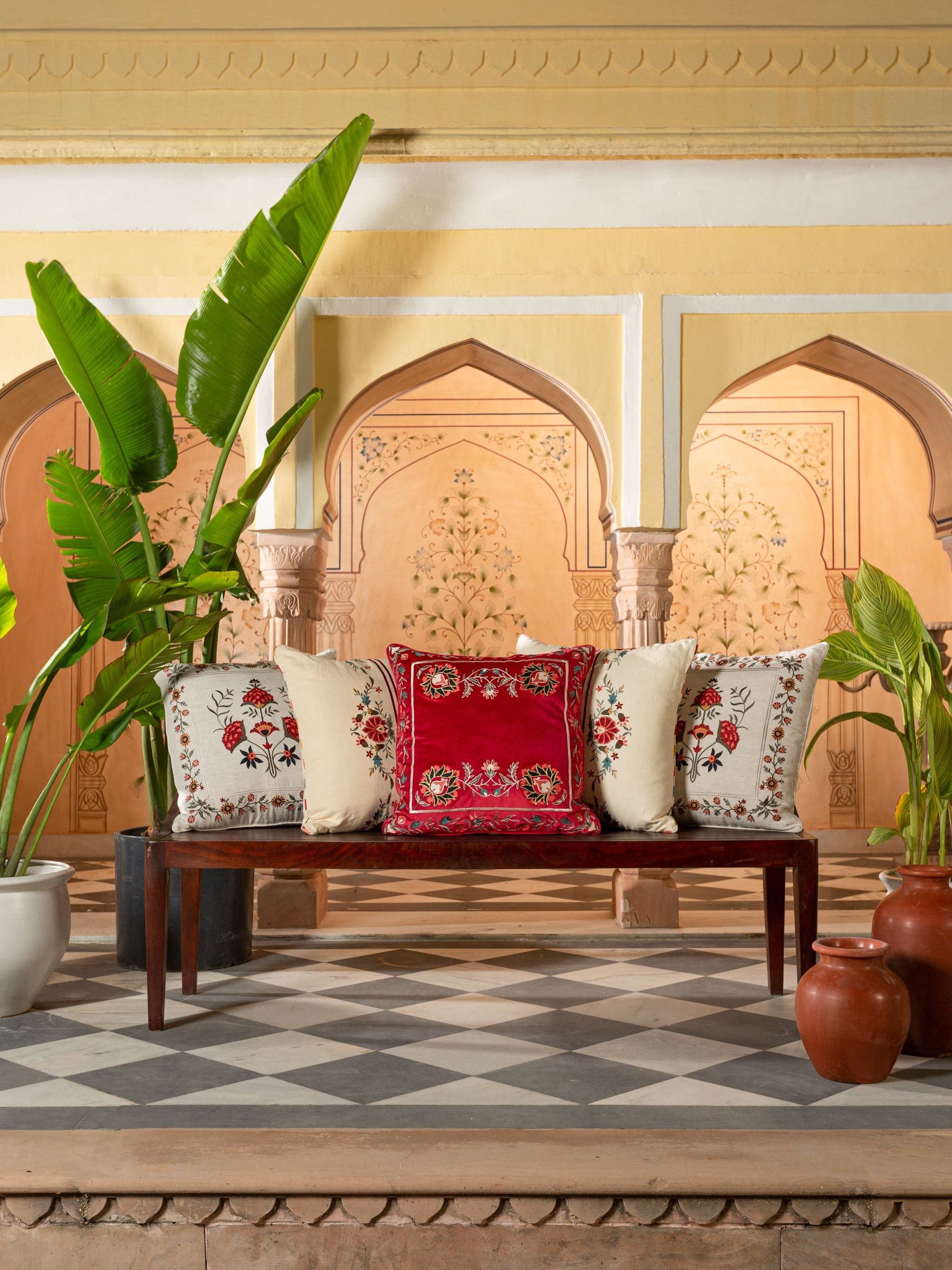 Cushion Cover - Daneen Red Embroidered