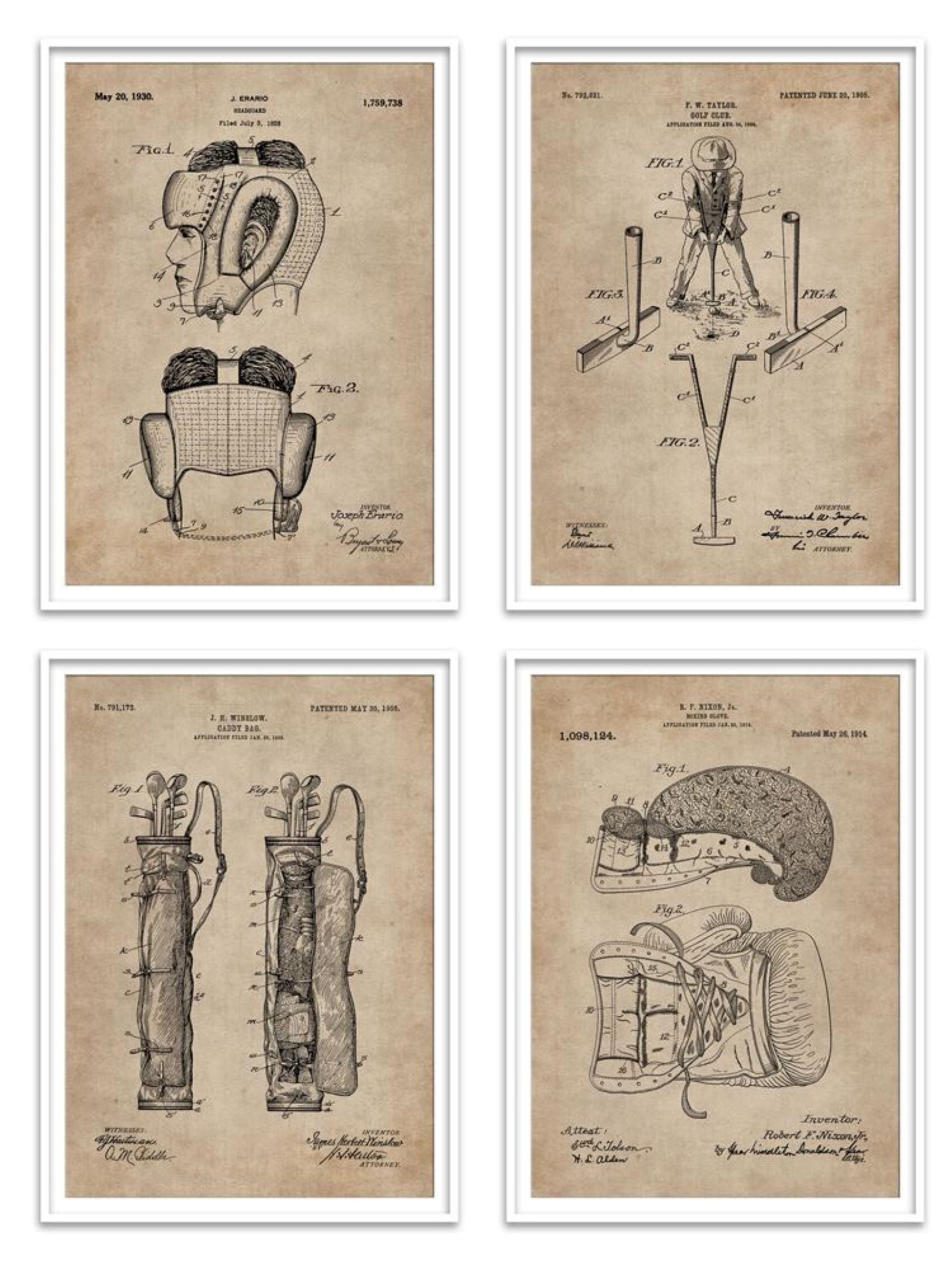 Wall Prints - Den Series - Golf & Boxing Set of 4