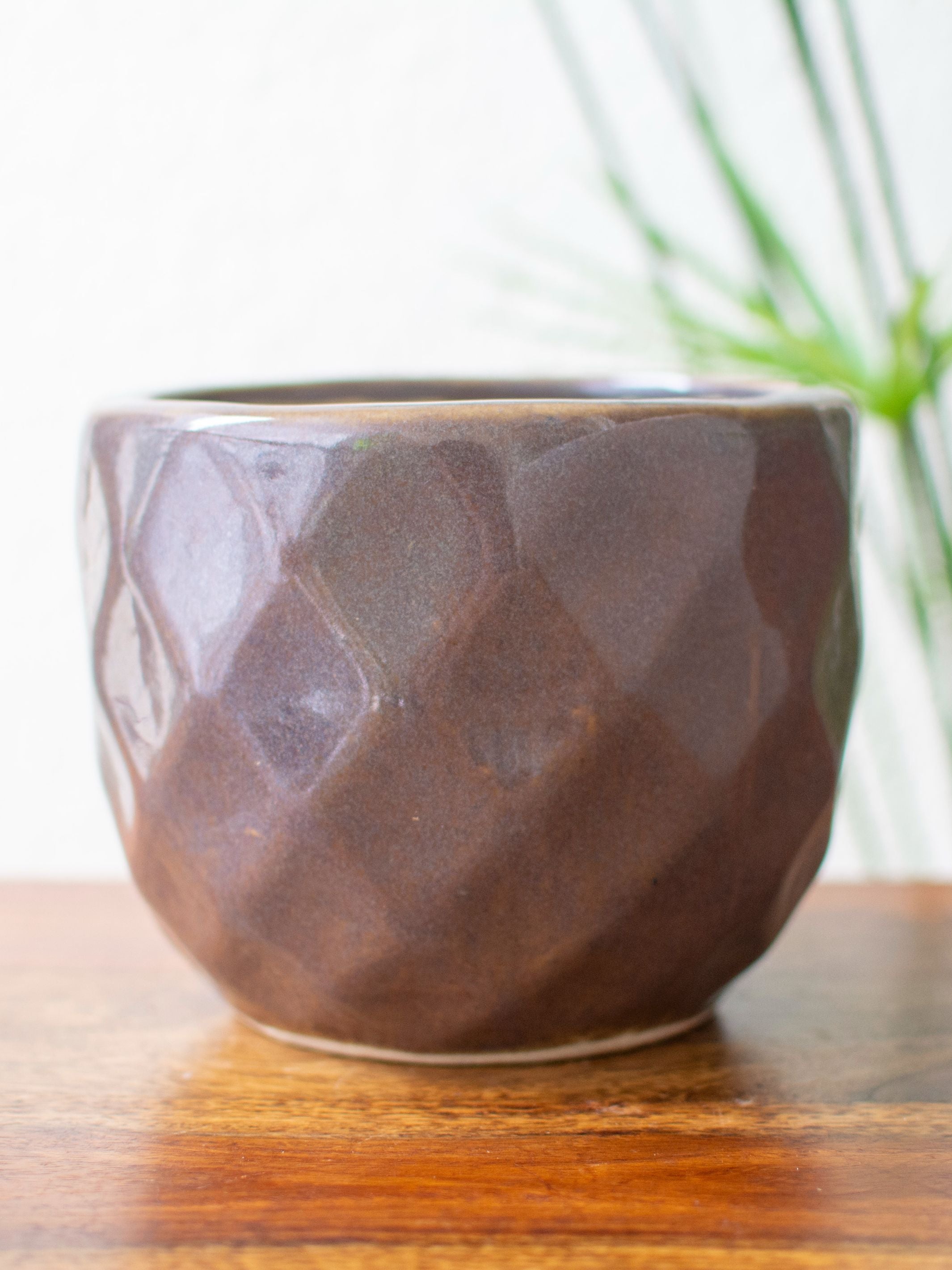 Diamond Textured Purple Ceramic Planter