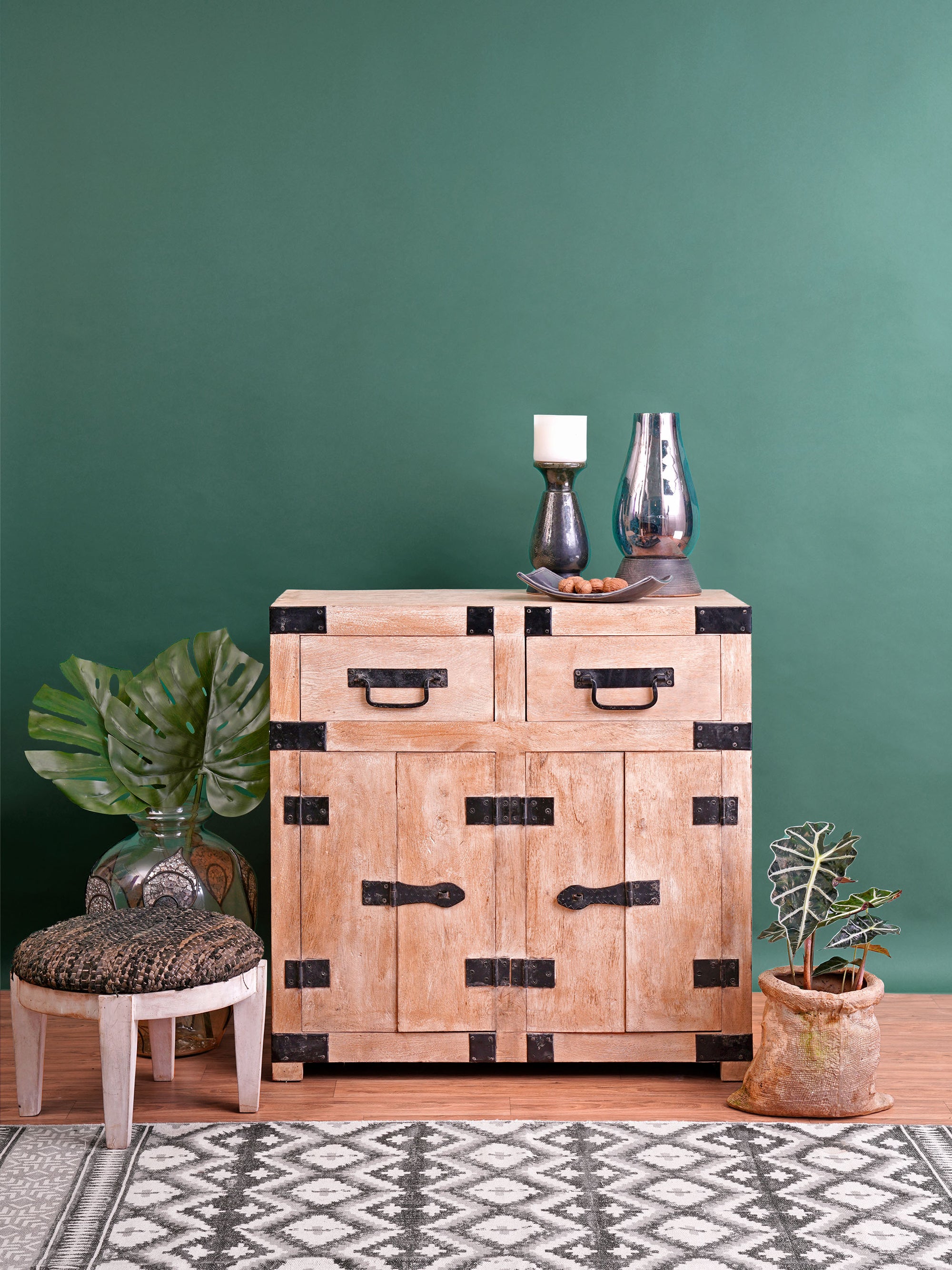 Dramatic Metal Braces Cabinet