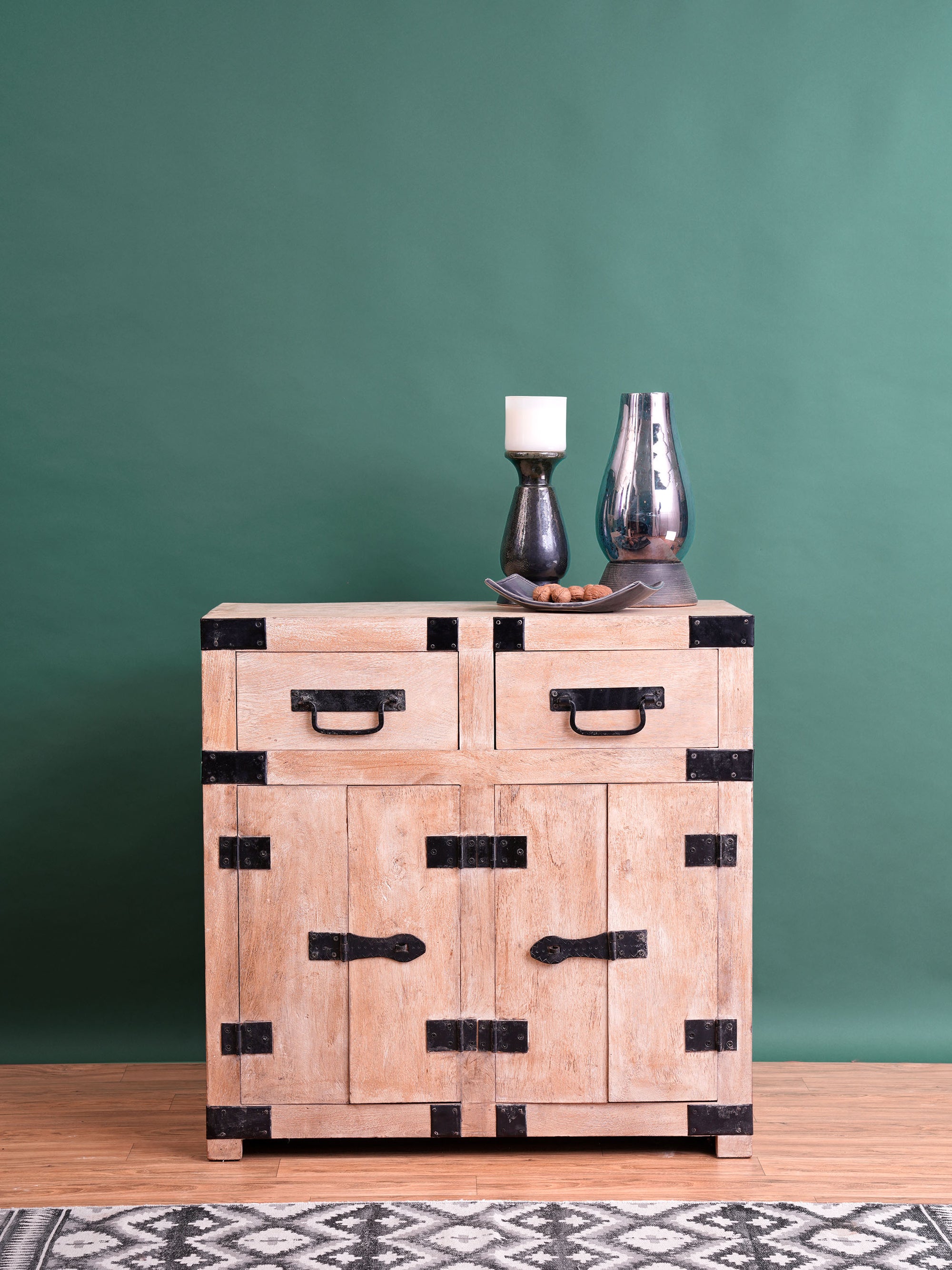 Dramatic Metal Braces Cabinet