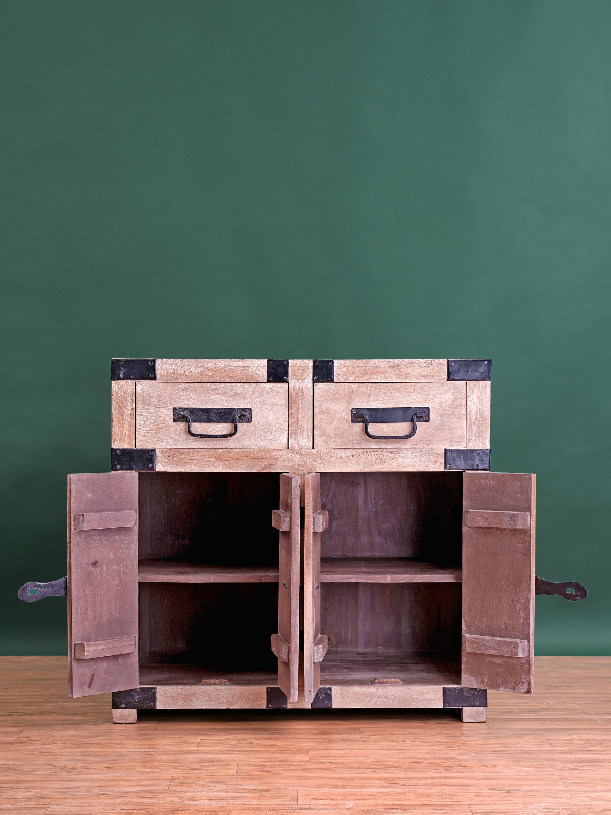 Dramatic Metal Braces Cabinet