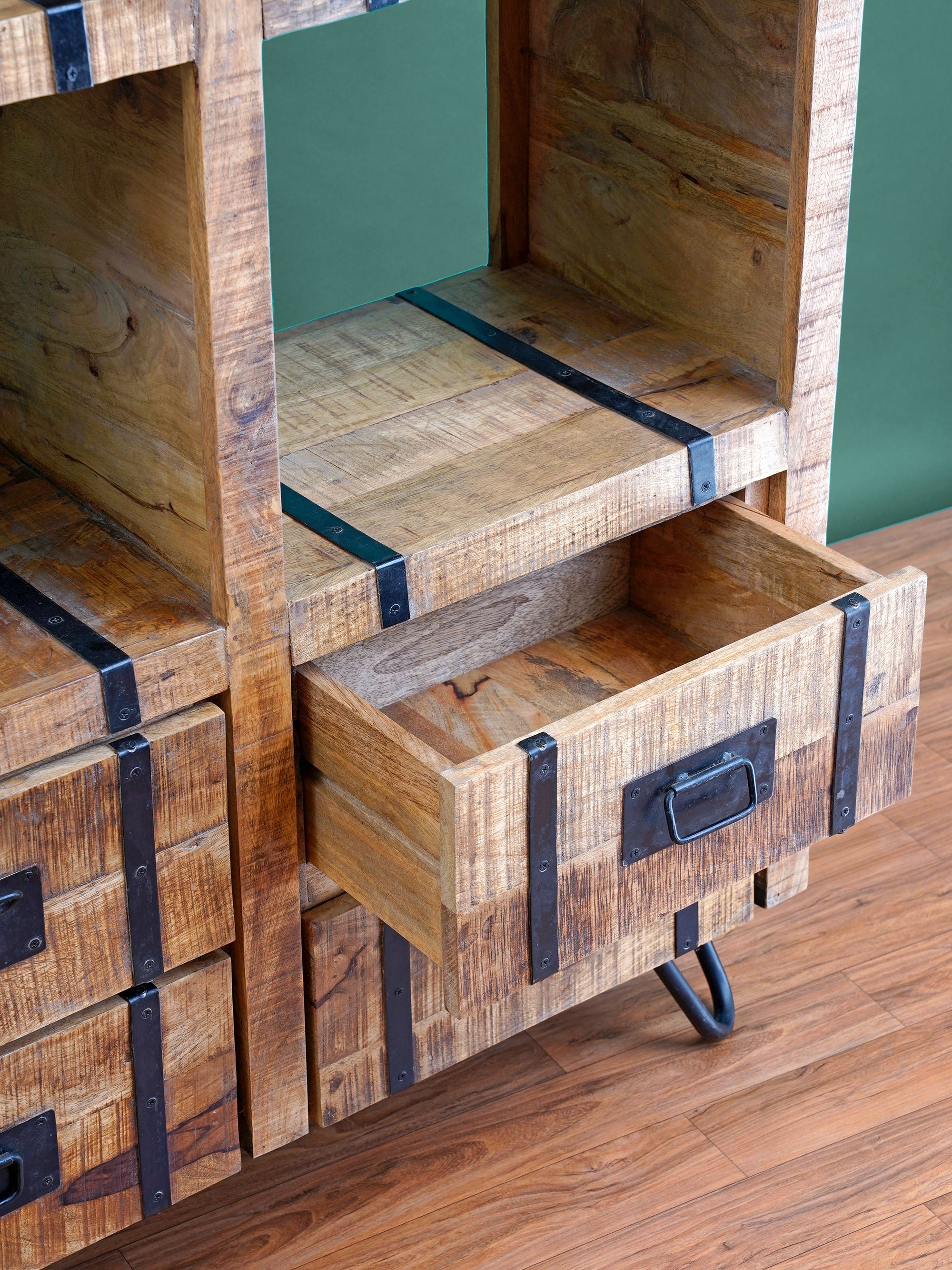Dramatic Metal Braces Shelf