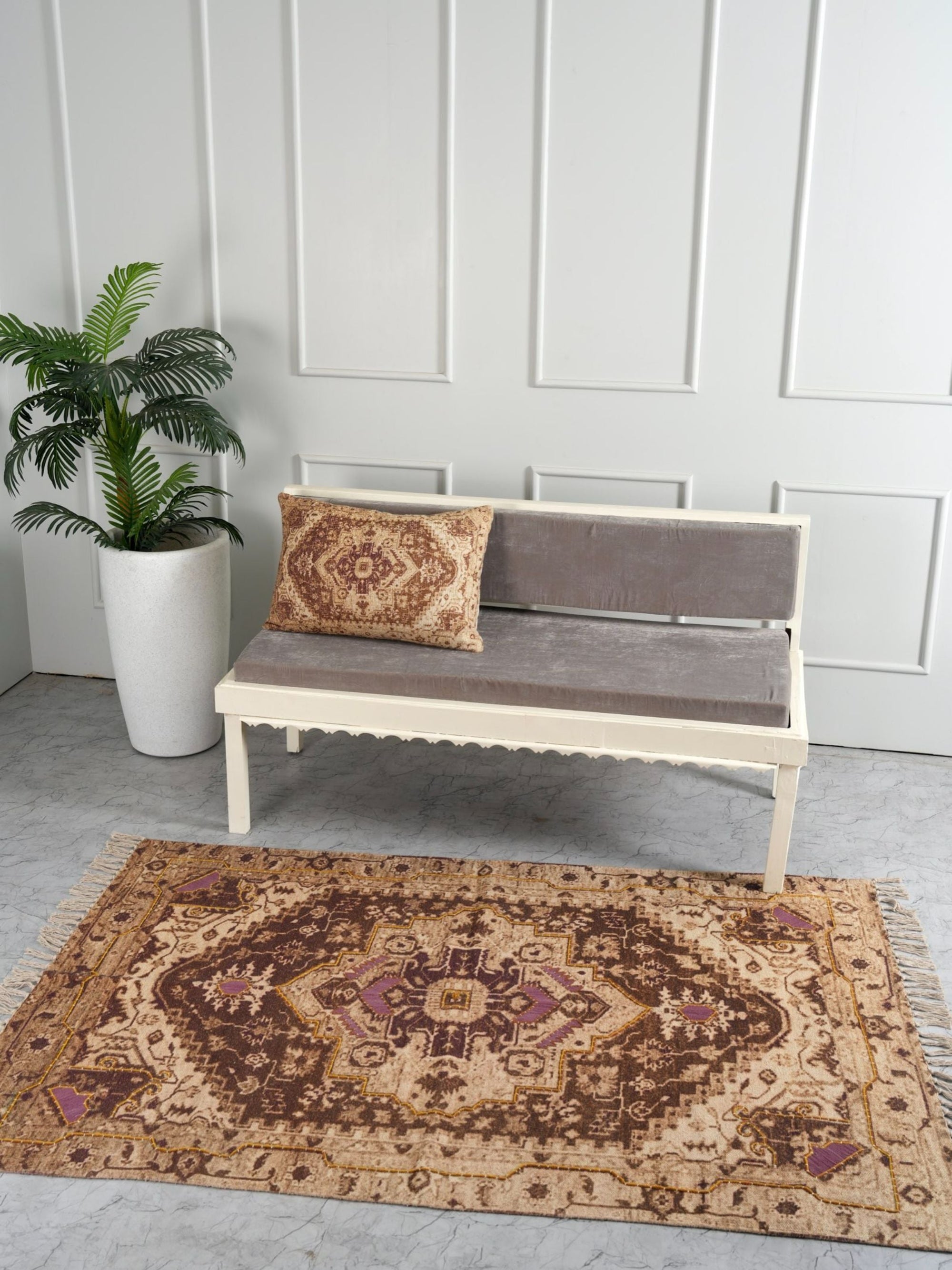 Embroidered Rug - Earthy Elegance