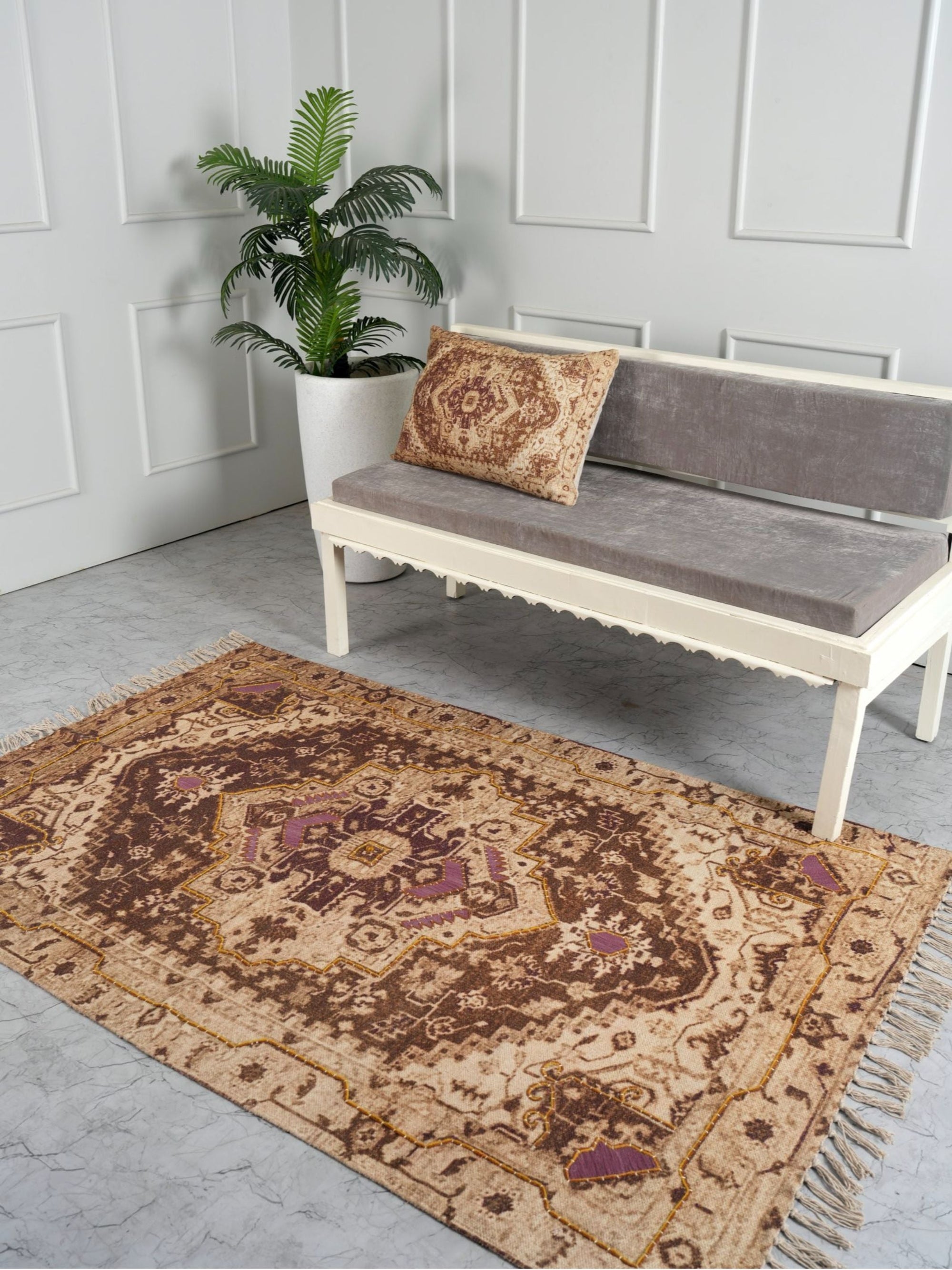 Embroidered Rug - Earthy Elegance