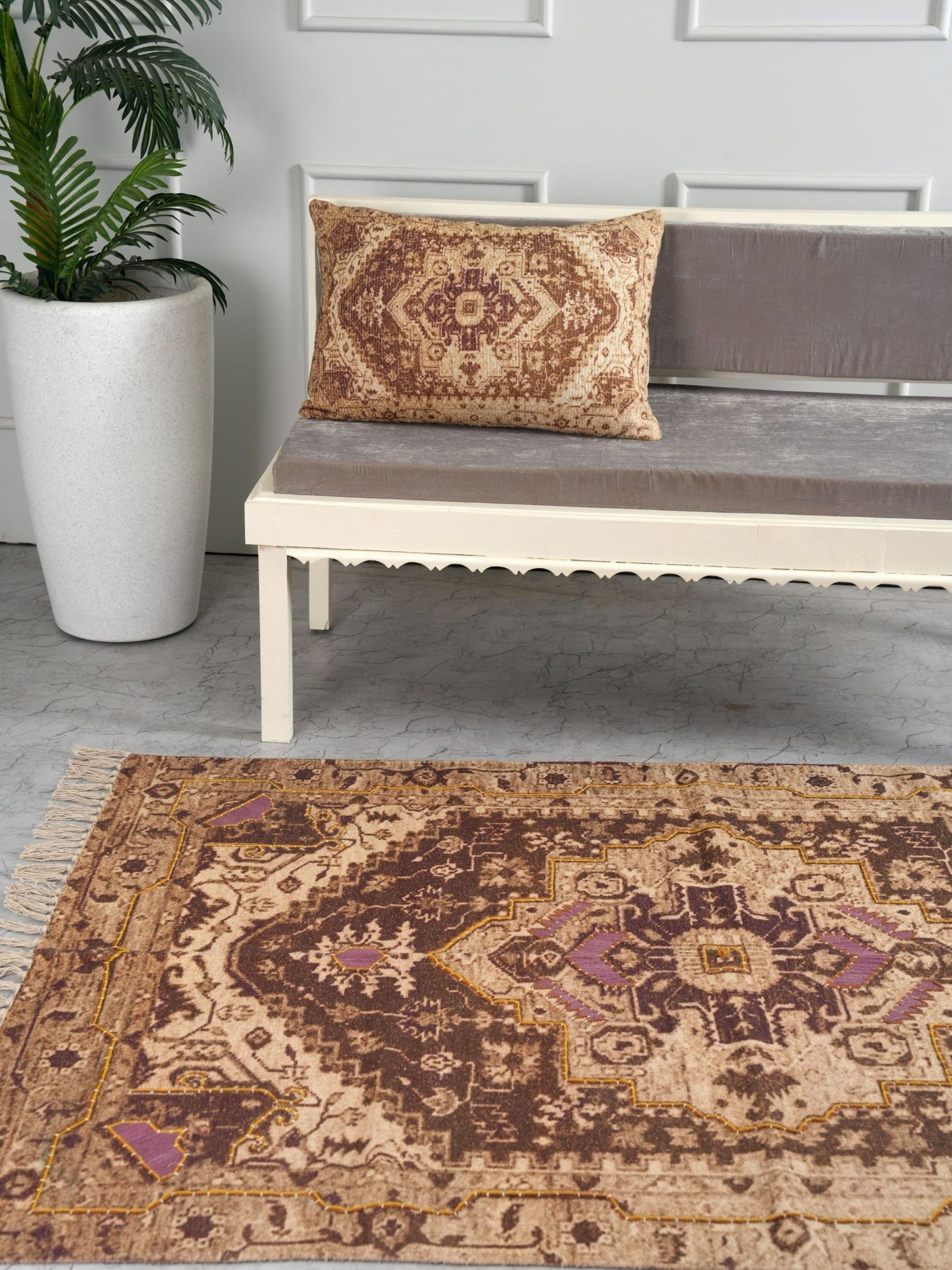 Embroidered Rug - Earthy Elegance