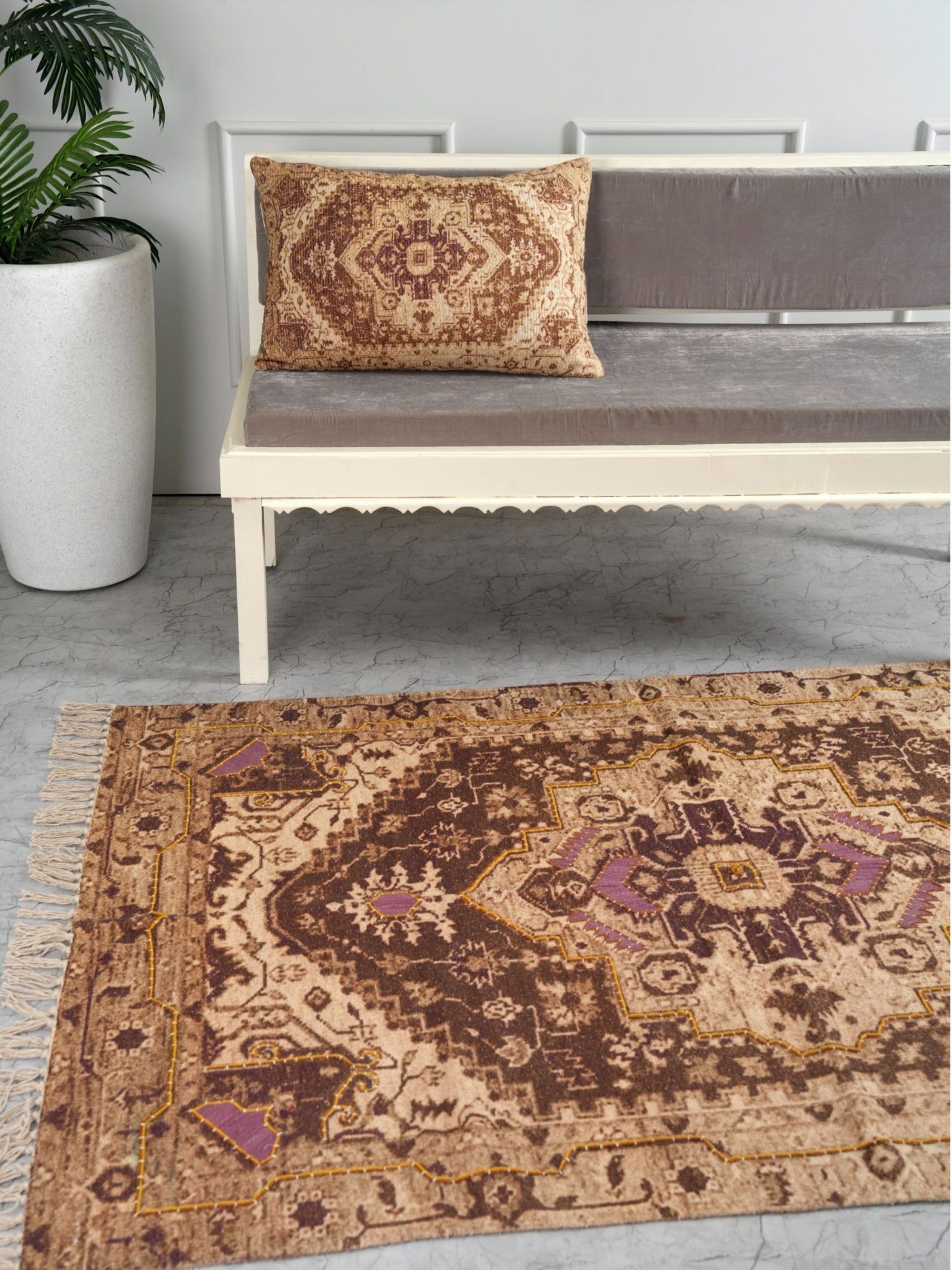 Embroidered Rug - Earthy Elegance
