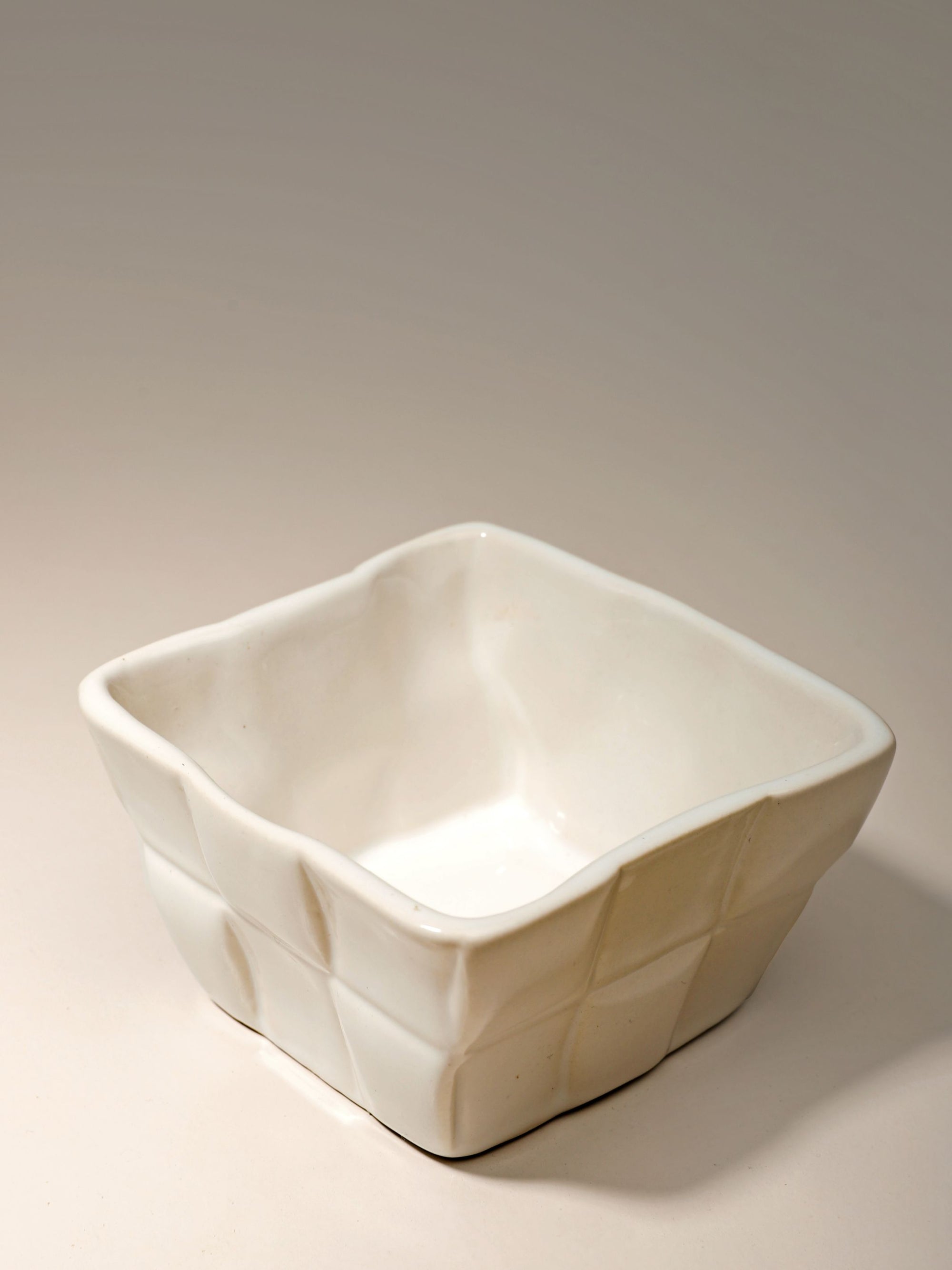 Embossed Checked White Bowl