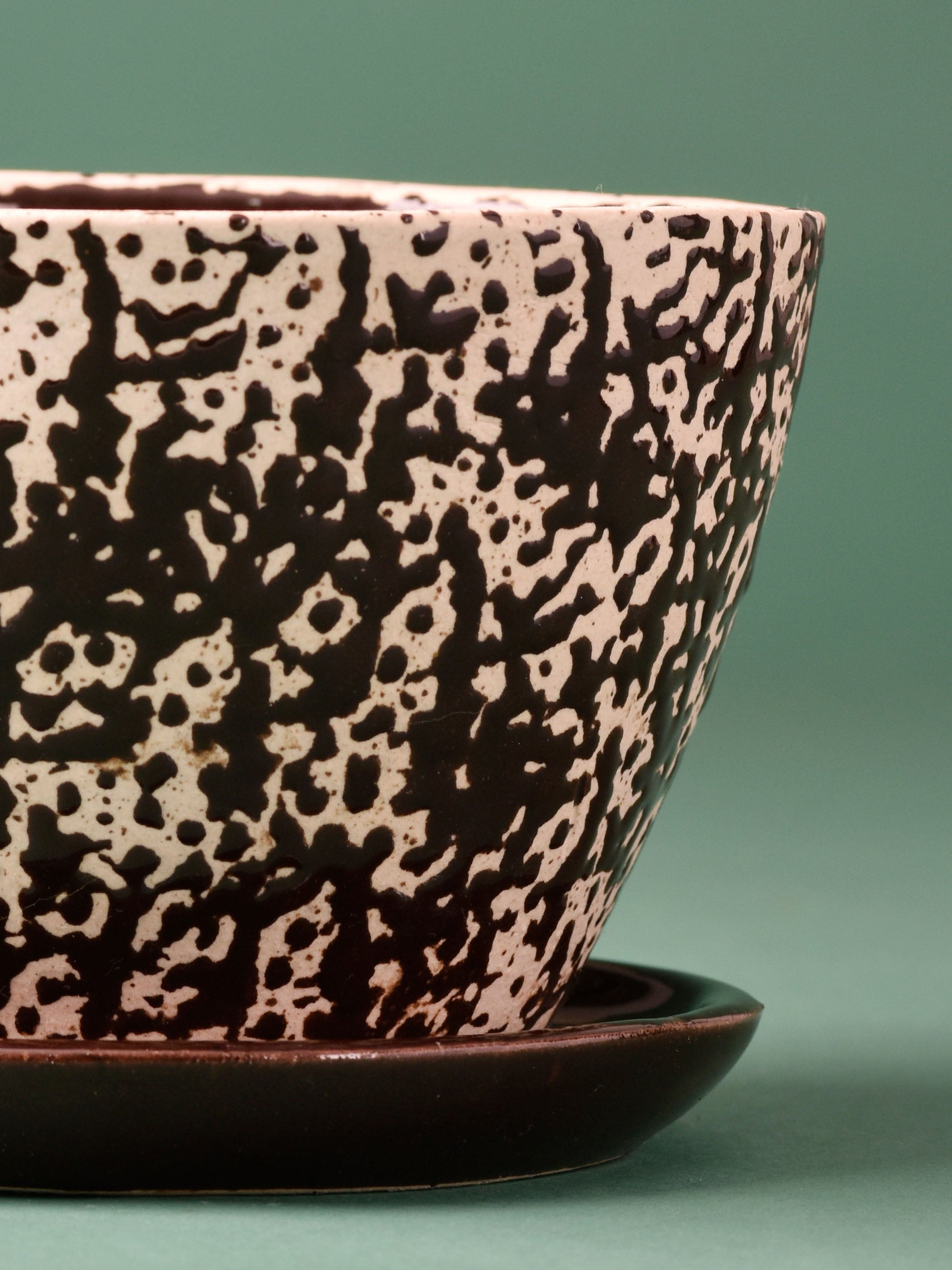 Embossed Cup & Saucer Planter - Brown