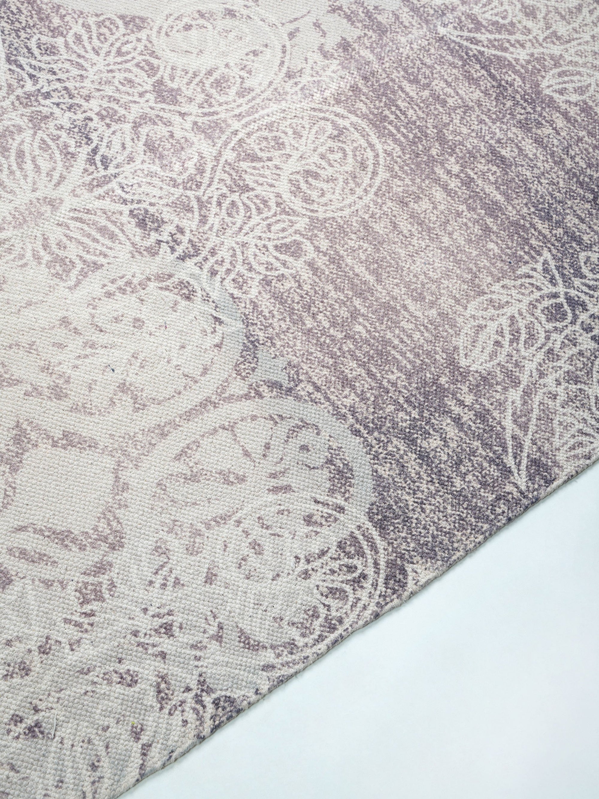 Faded Purple Block Print Rug