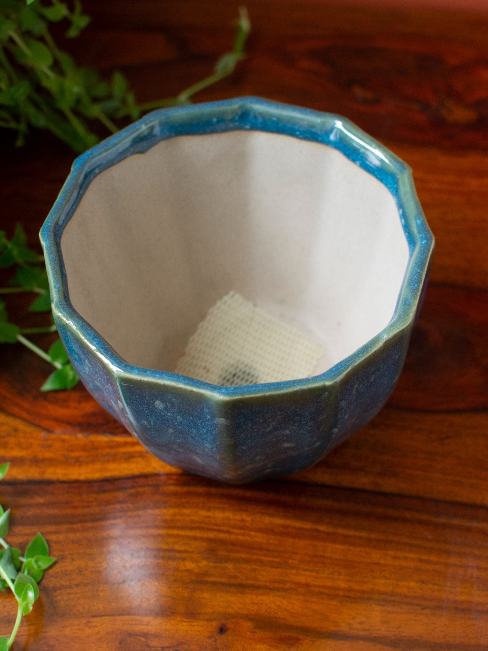 Geometric Ceramic Planter Blue