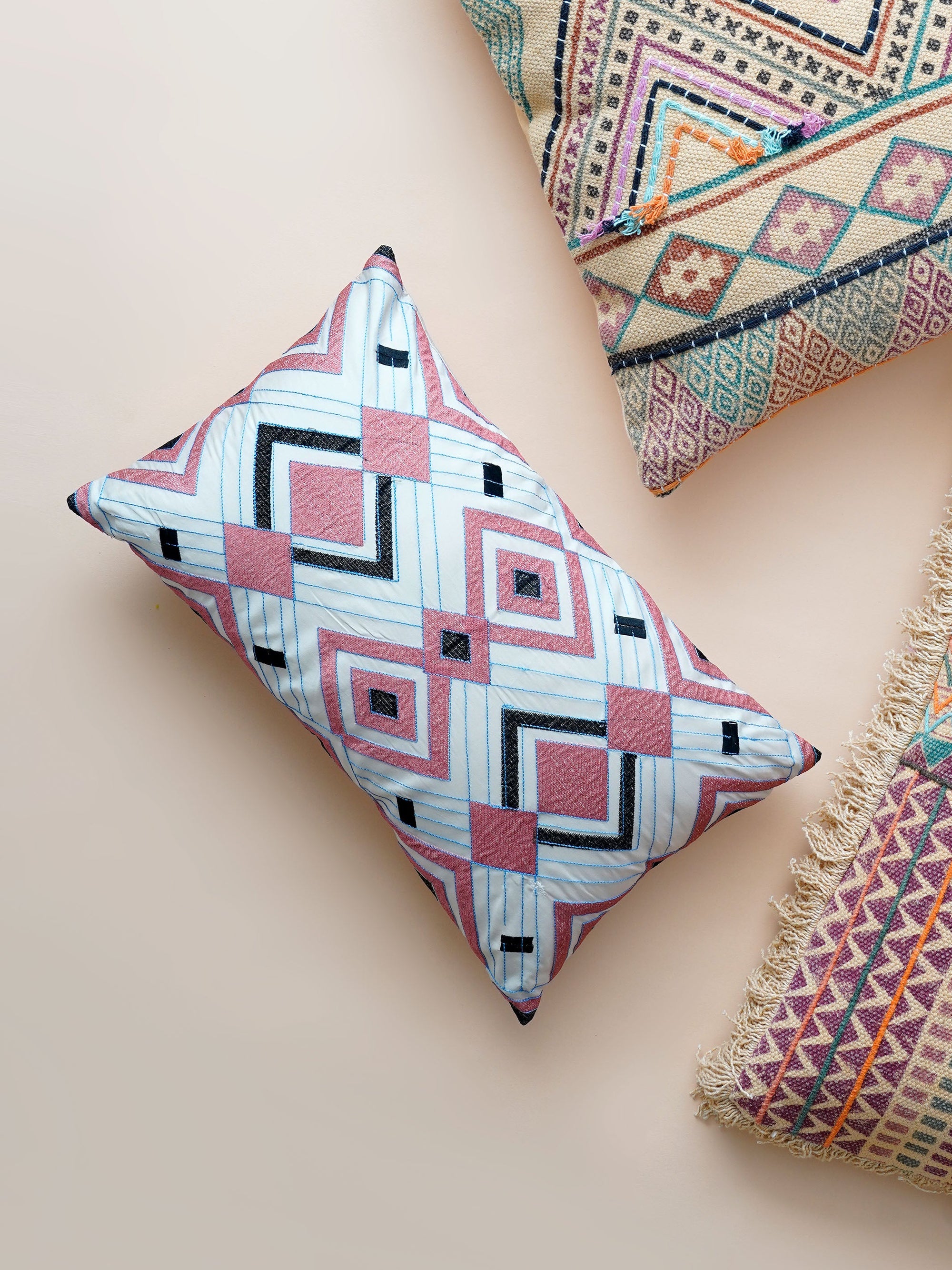 Cushion Cover - Geometric Embroidered