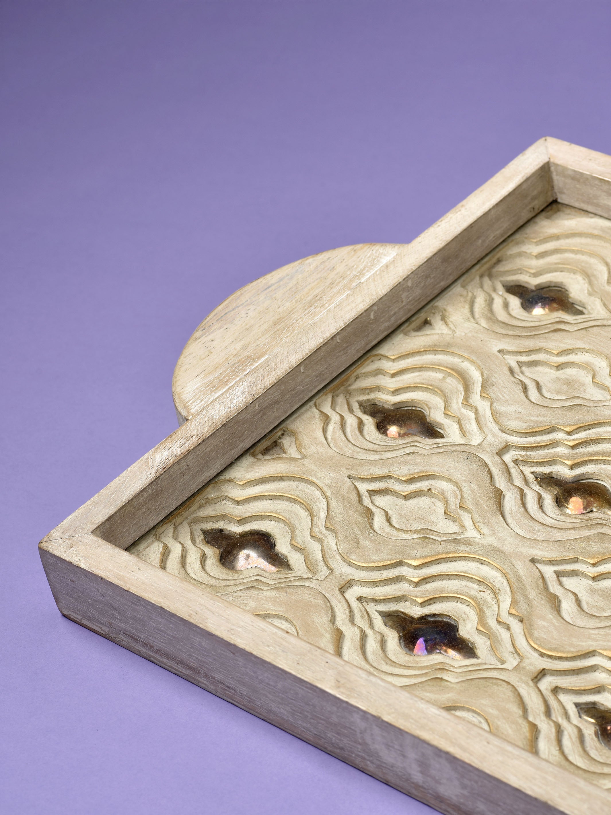 Hand Carved Damask Wood Tray