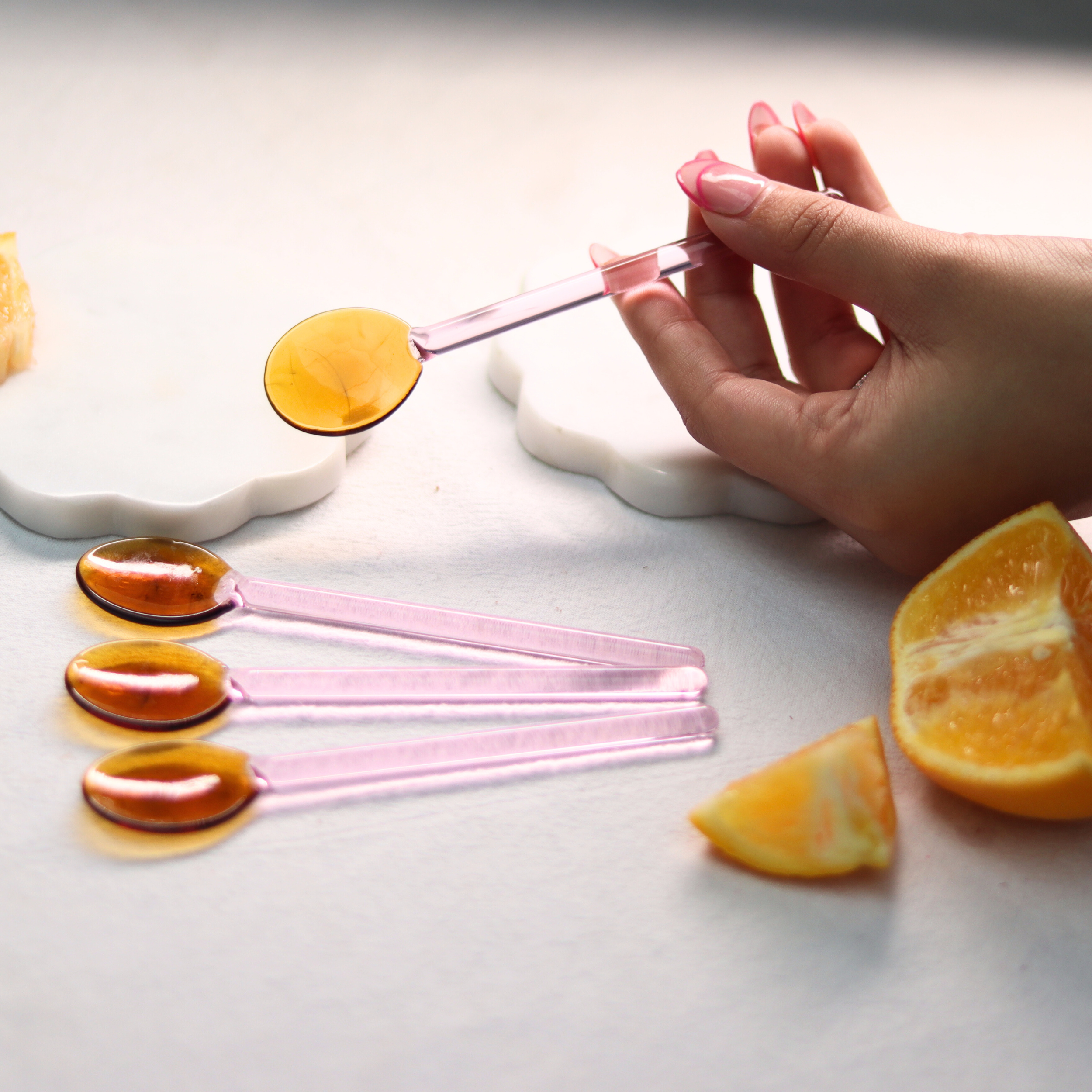 Glass Spoons Amber-Pink