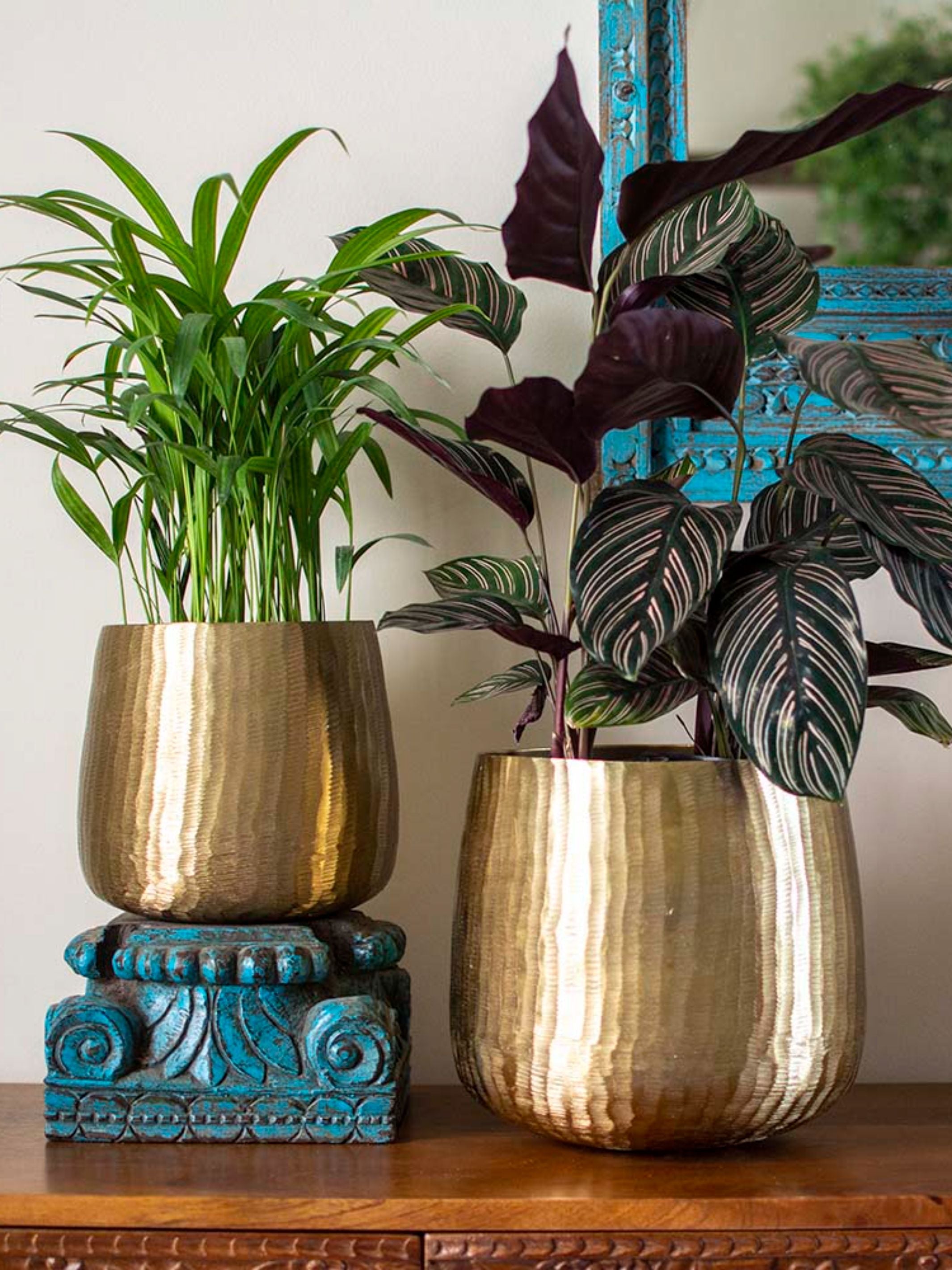 Gold toned Textured Handcrafted Planter Set of 2