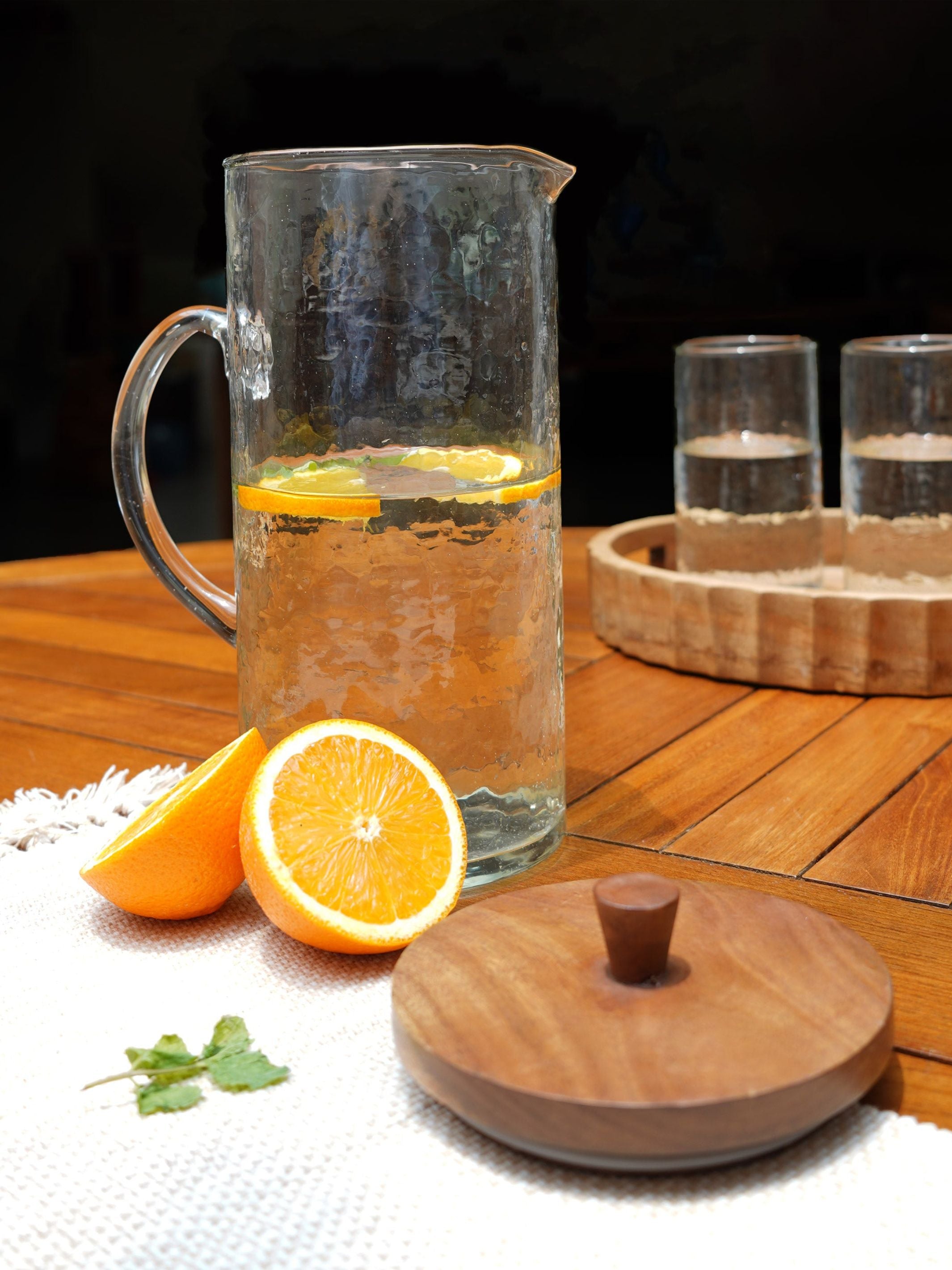 Hammered Glass Jug with Lid