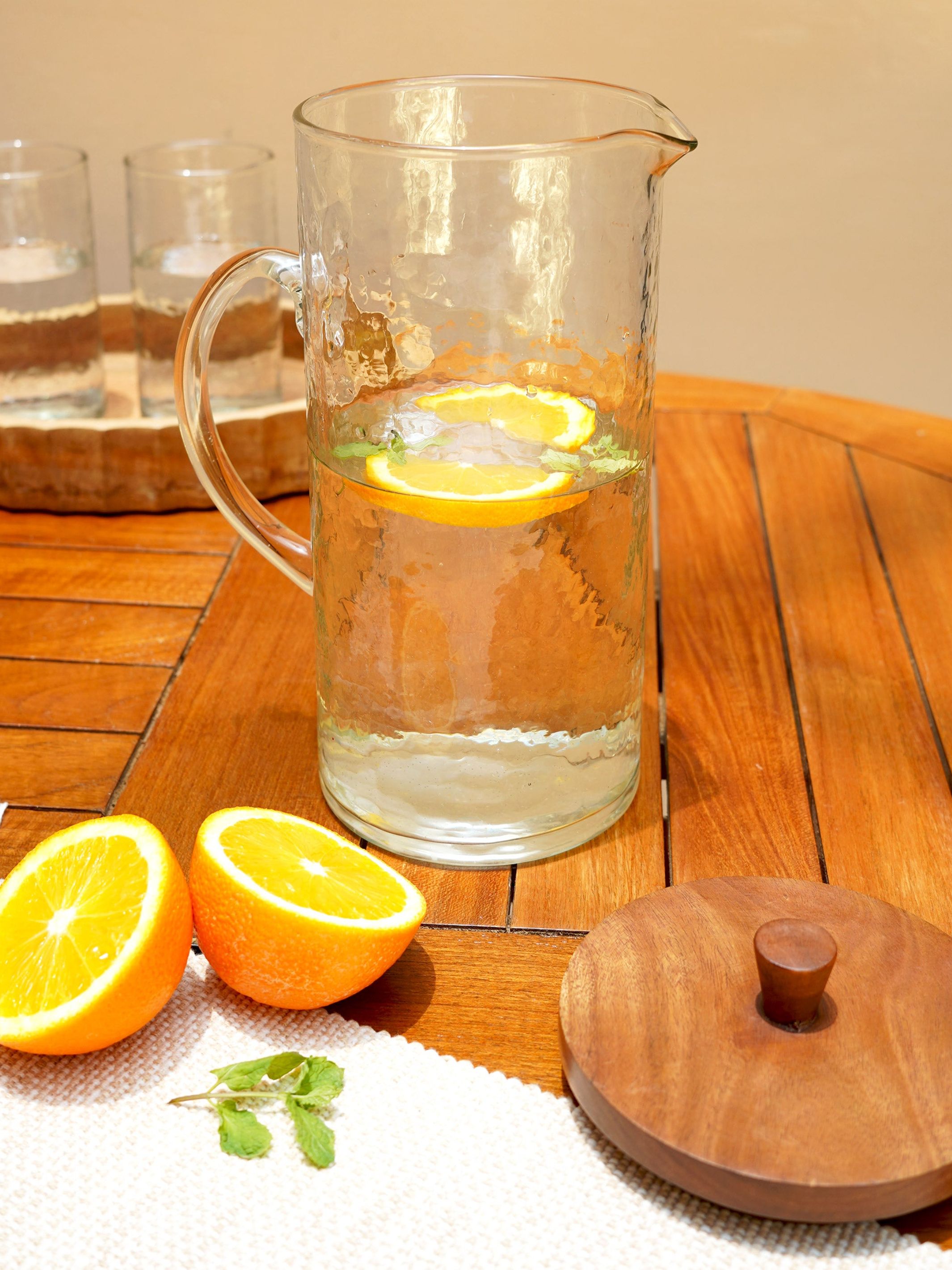 Hammered Glass Jug with Lid