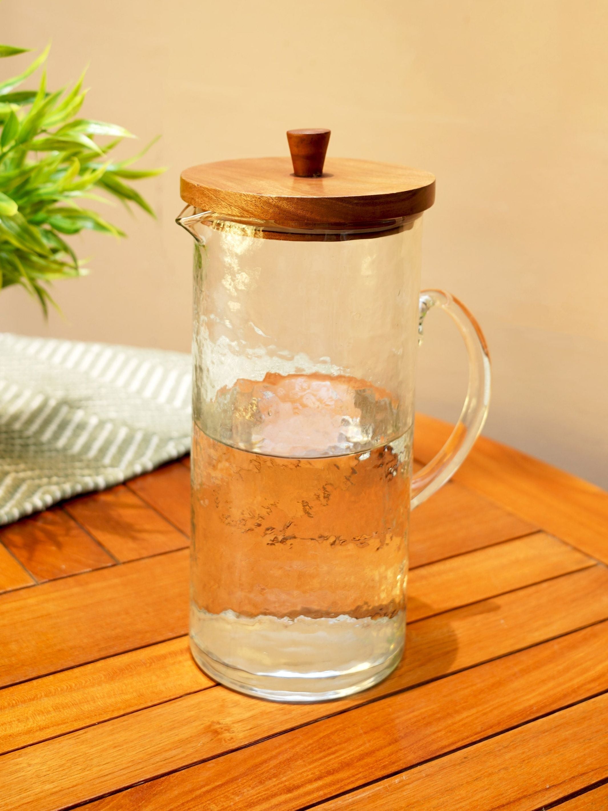 Hammered Glass Jug with Lid