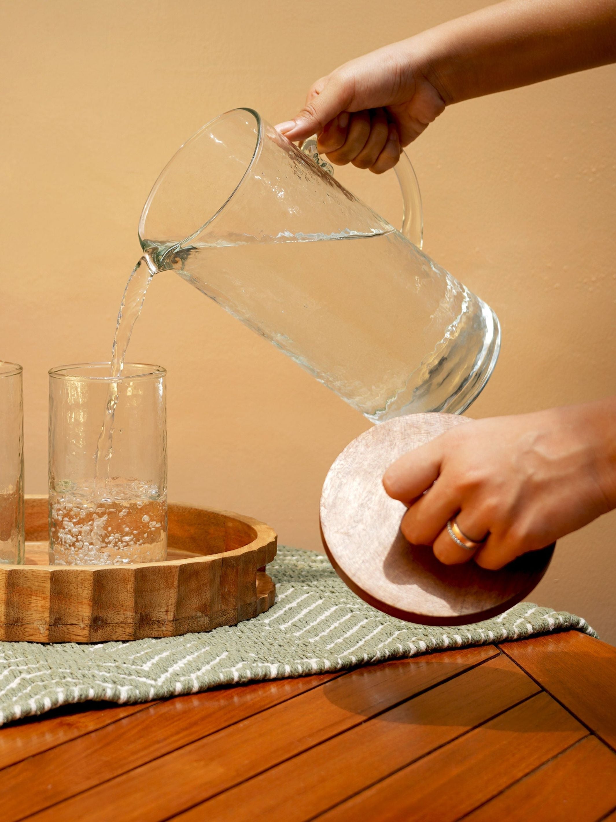Hammered Glass Jug with Lid