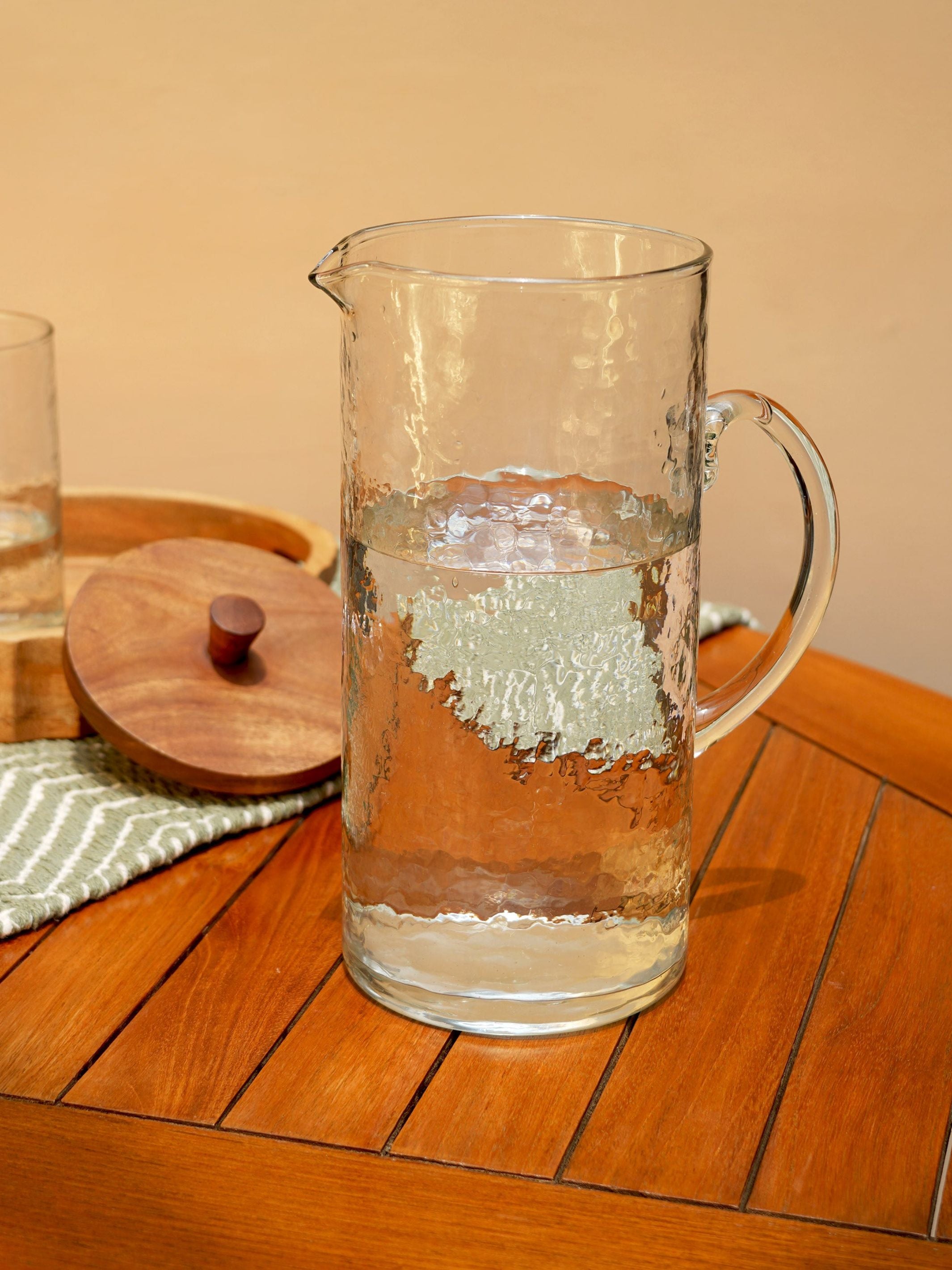 Hammered Glass Jug with Lid